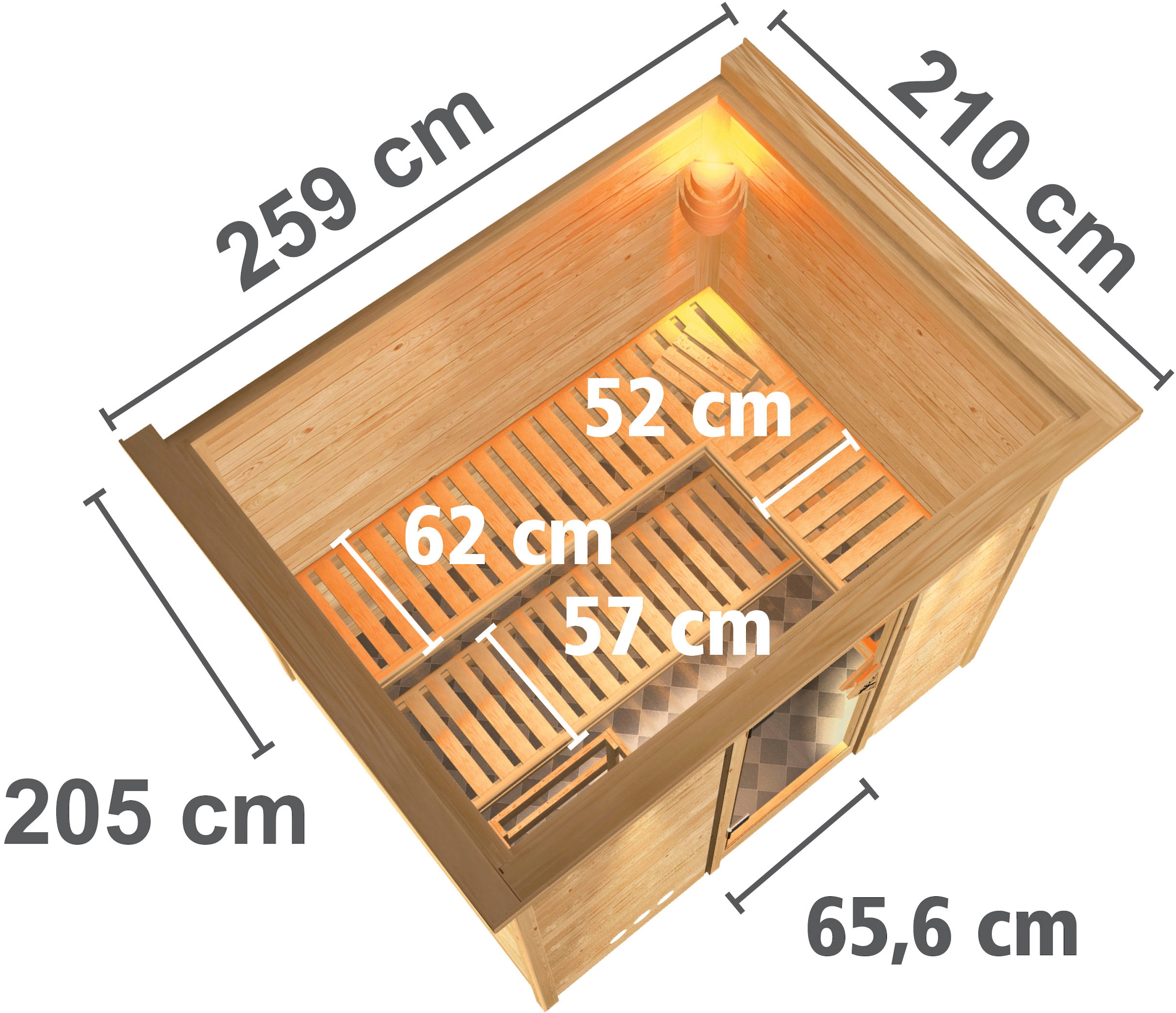Karibu Sauna »Soraja« Set,  Ofen 9 kW integr. Strg