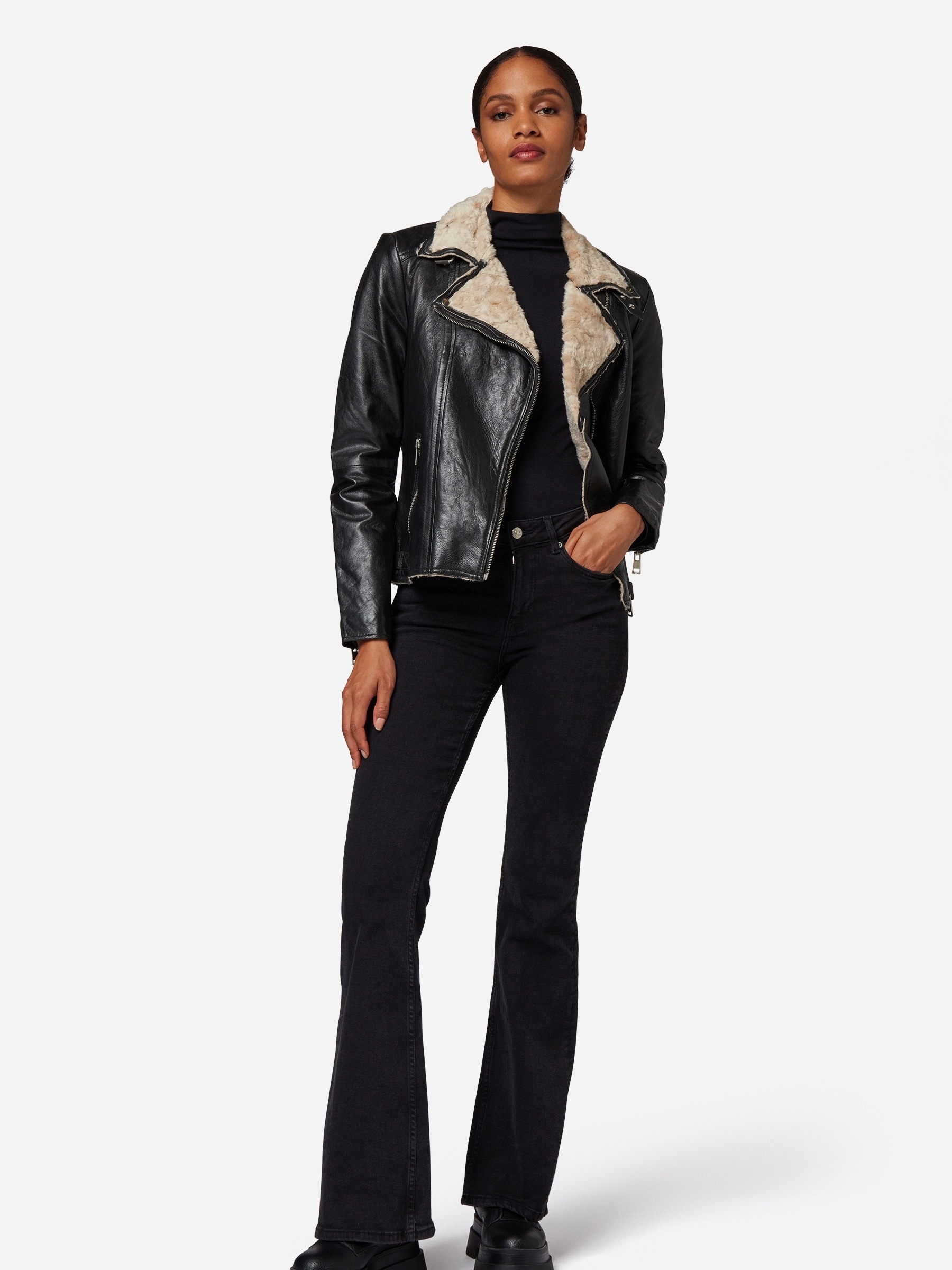 RICANO Bikerjacke »Lederjacke Holly« ohne Kapuze Handgefertigt aus echtem Leder