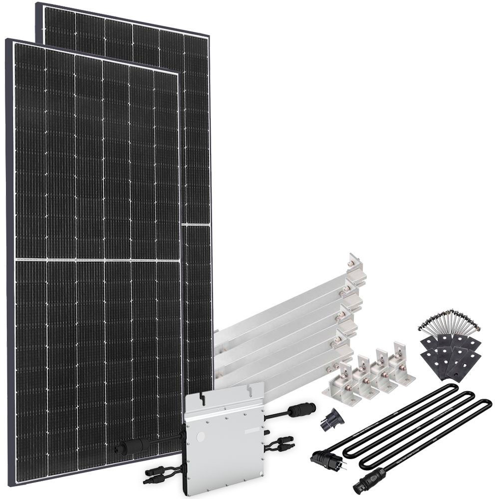 Offgridtec Solaranlage »Solar-Direct 830W HM-600« Schuko-Anschluss, 10 m Anschlusskabel, Montageset Flachdach in schwarz