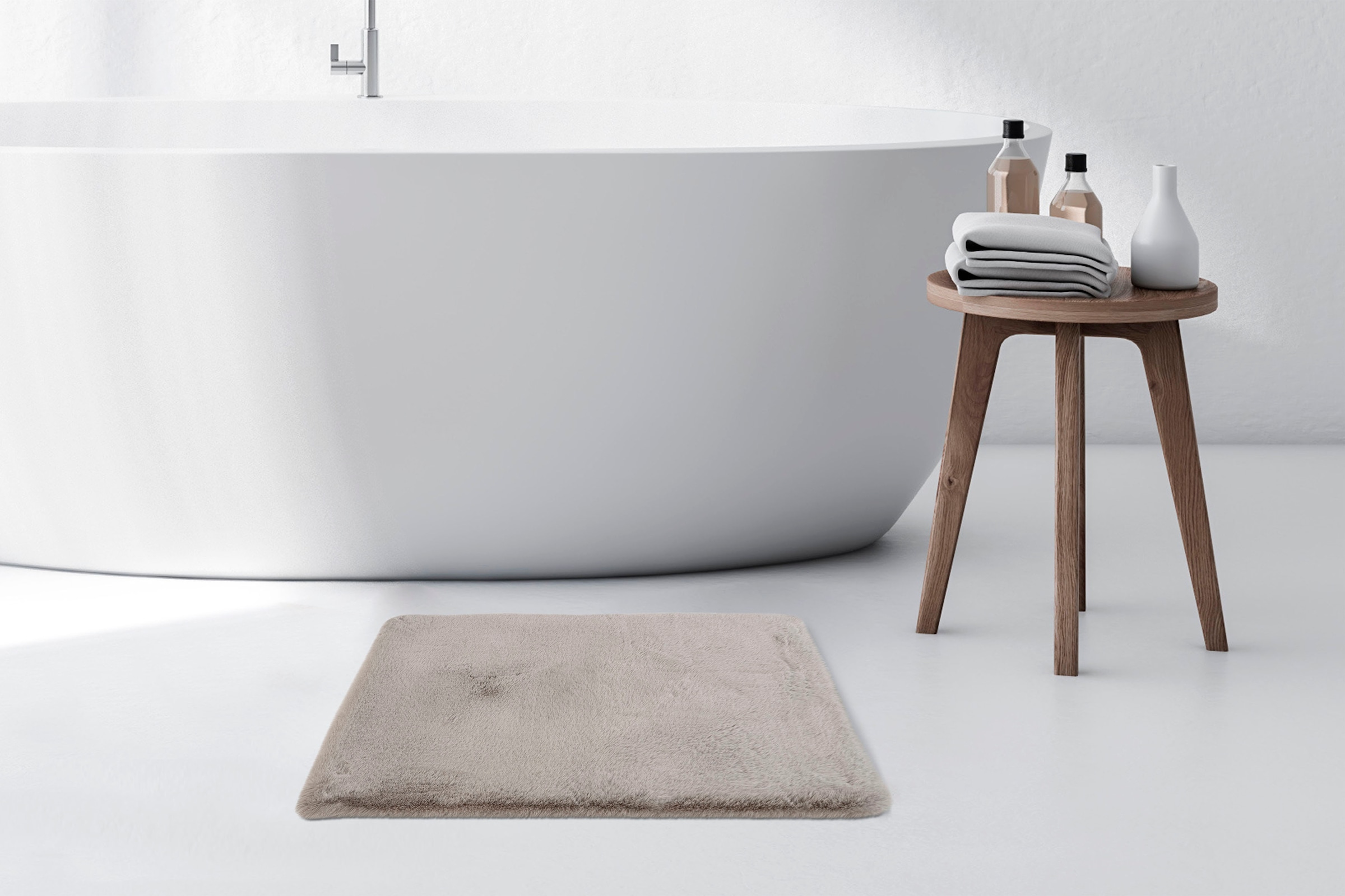 Kayoom Badematte »Rabbit« Höhe 22 mm rutschhemmend beschichtet fußbodenheizungsgeeignet weiche Kaninchenfell Haptik, Badezimmer, Kinderzimmer, Schlafzimmer