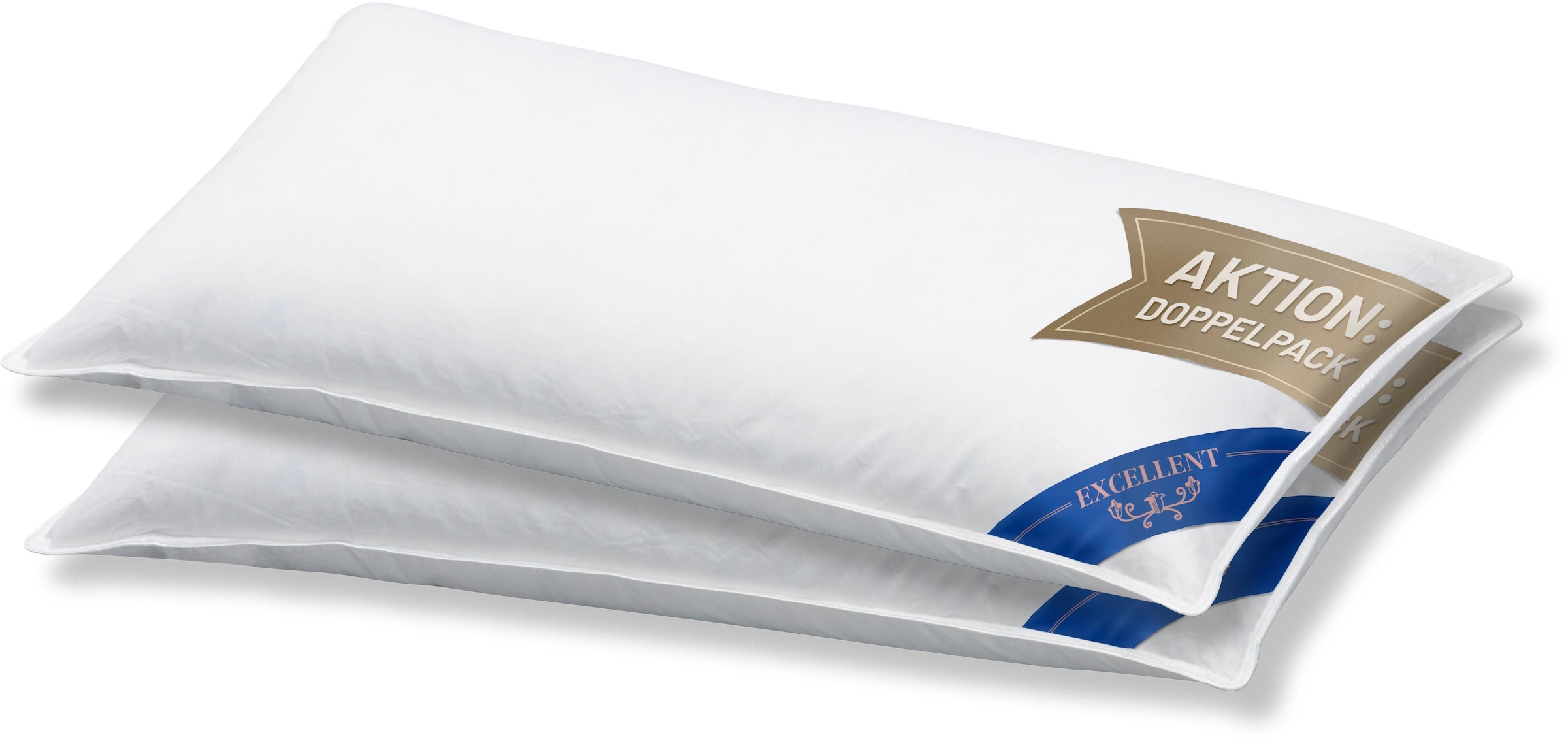 Excellent 3-Kammer-Kopfkissen »Kopfkissen "Venedig" Kissen mit Feder und Daunen Füllung. Kuschelig weiches Kopfkissen.«, Füllung: 100% Daunen (Außenkammer), Bezug: 100% Baumwolle, hergestellt in Deutschland, allergikerfreundlich