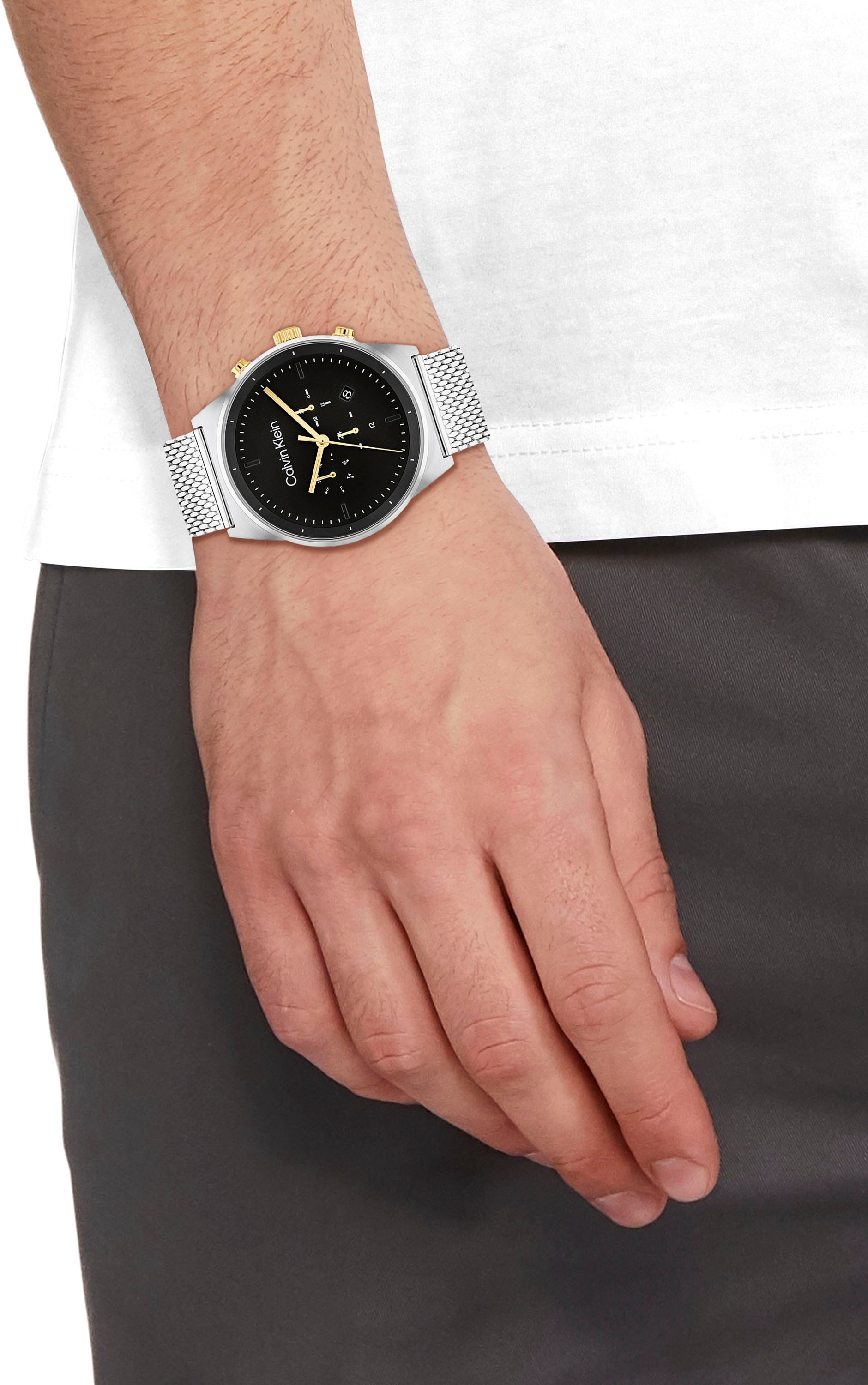 Calvin Klein Multifunktionsuhr »TIMELESS«, Quarzuhr, Armbanduhr, Herrenuhr, Datum, Edelstahlarmband