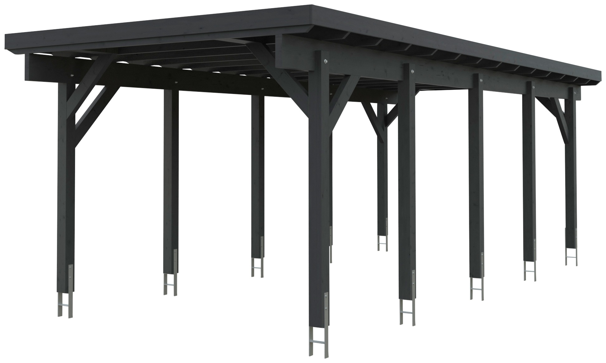 Kiehn-Holz Einzelcarport »KH 320 / KH 321« Holz 275 cm anthrazit Stahl-Dach in grau, Größe B/H/T: 225 cm x
