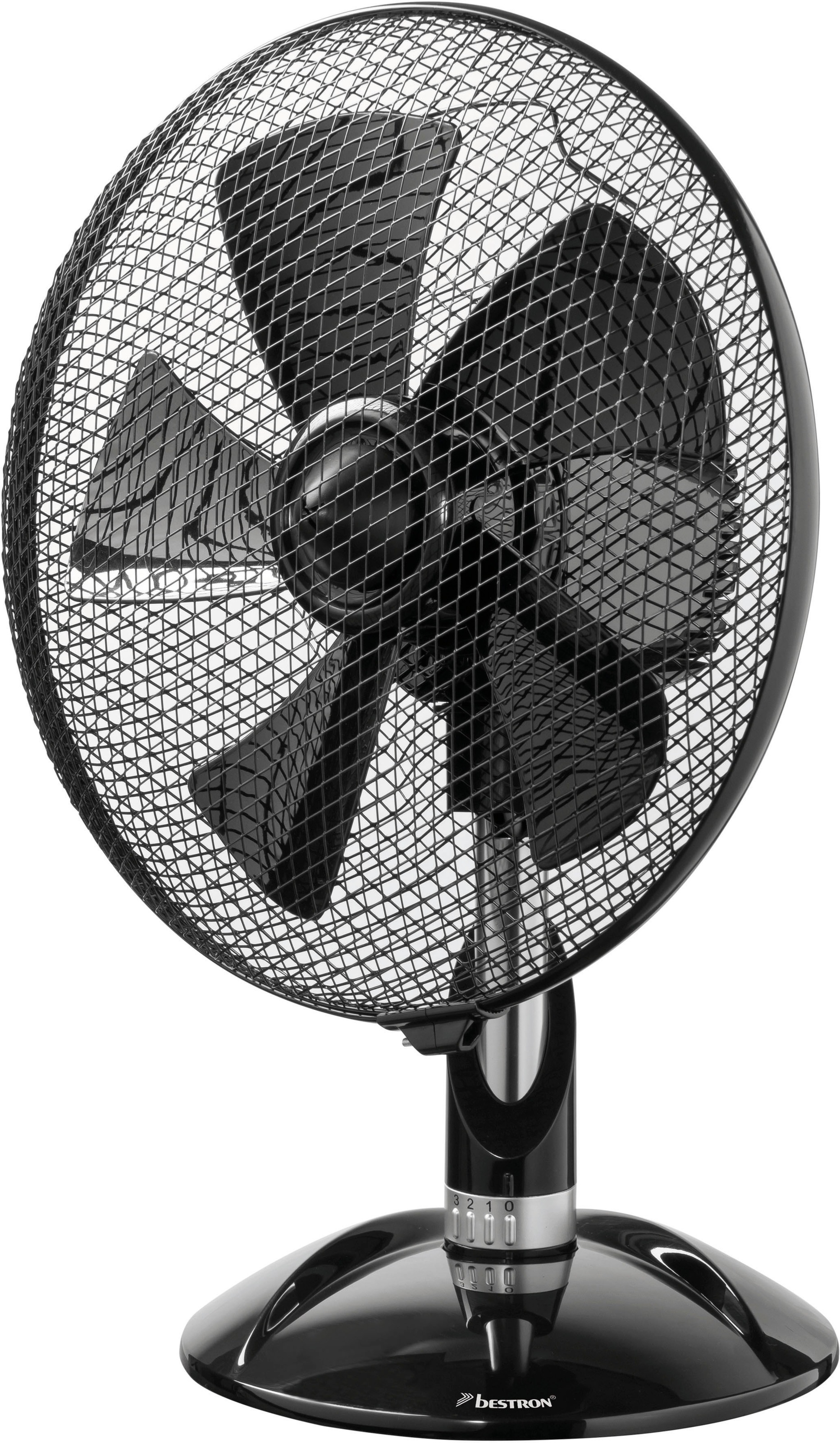 bestron Tischventilator »ADF30DZ«, mit integriertem Steuerungsring, 3 Geschwindigkeitsstufen und horizontale Oszillation um 80°, Höhe: 39 cm, Ø 35 cm, 45 W, Schwarz