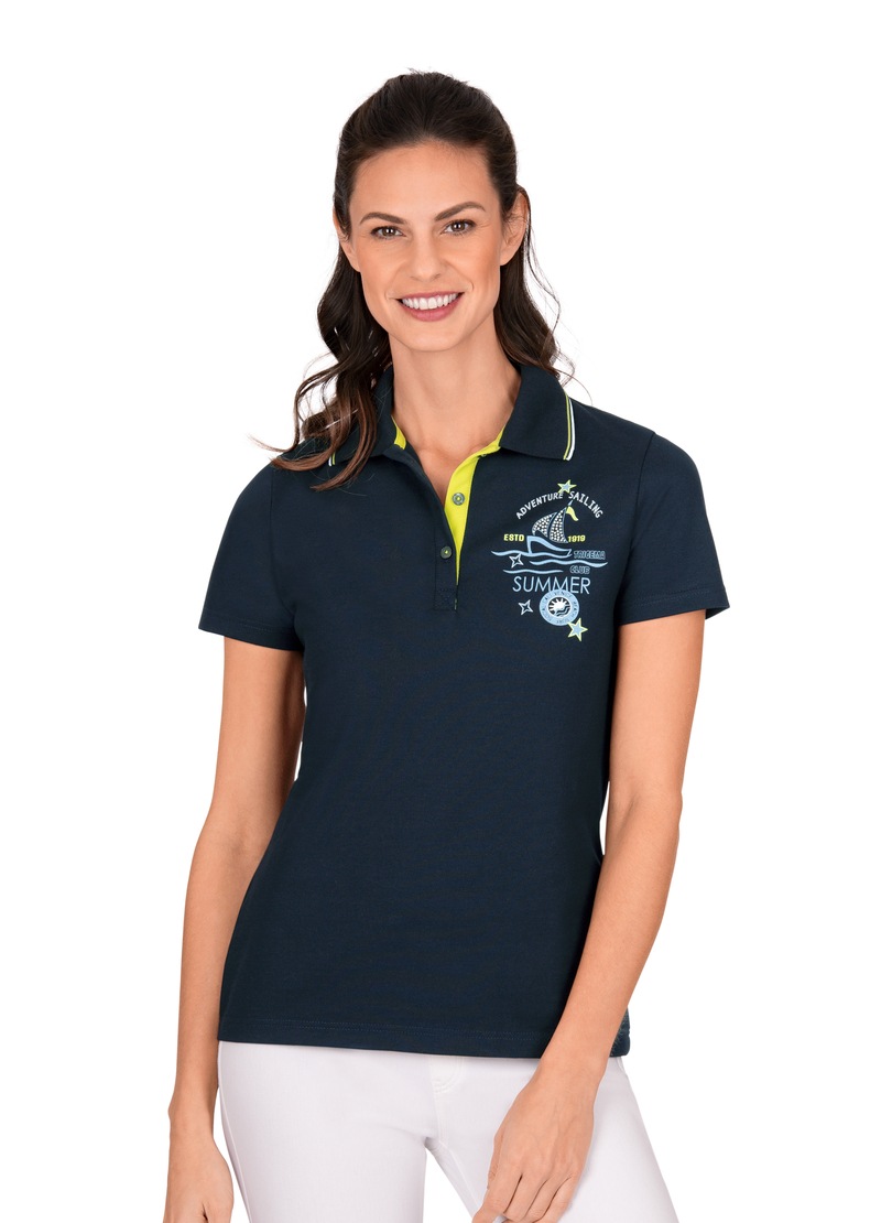 Trigema Poloshirt, aus Baumwolle mit modernem Aufdruck