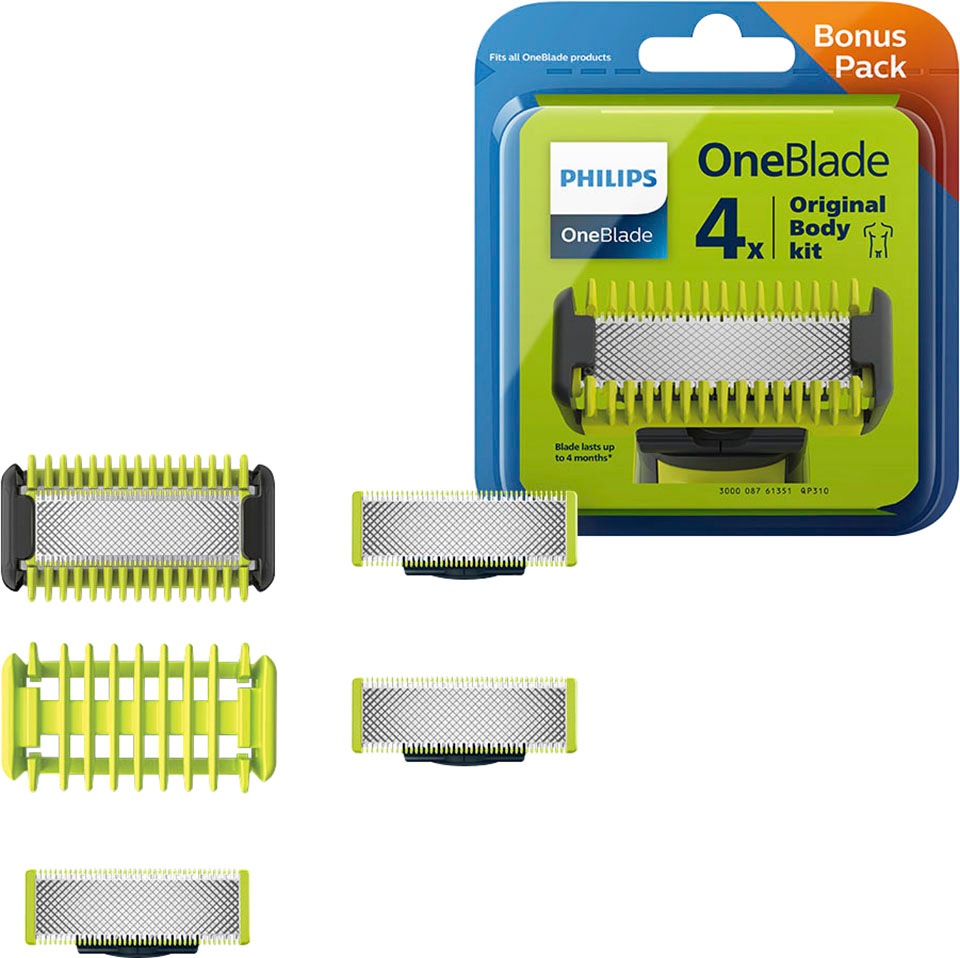 Philips Ersatzscherköpfe »OneBlade Face + Body Set QP310/50« passend für alle OneBlade Handstücke, eine Klinge hält bis zu 4 Monate in silberfarben