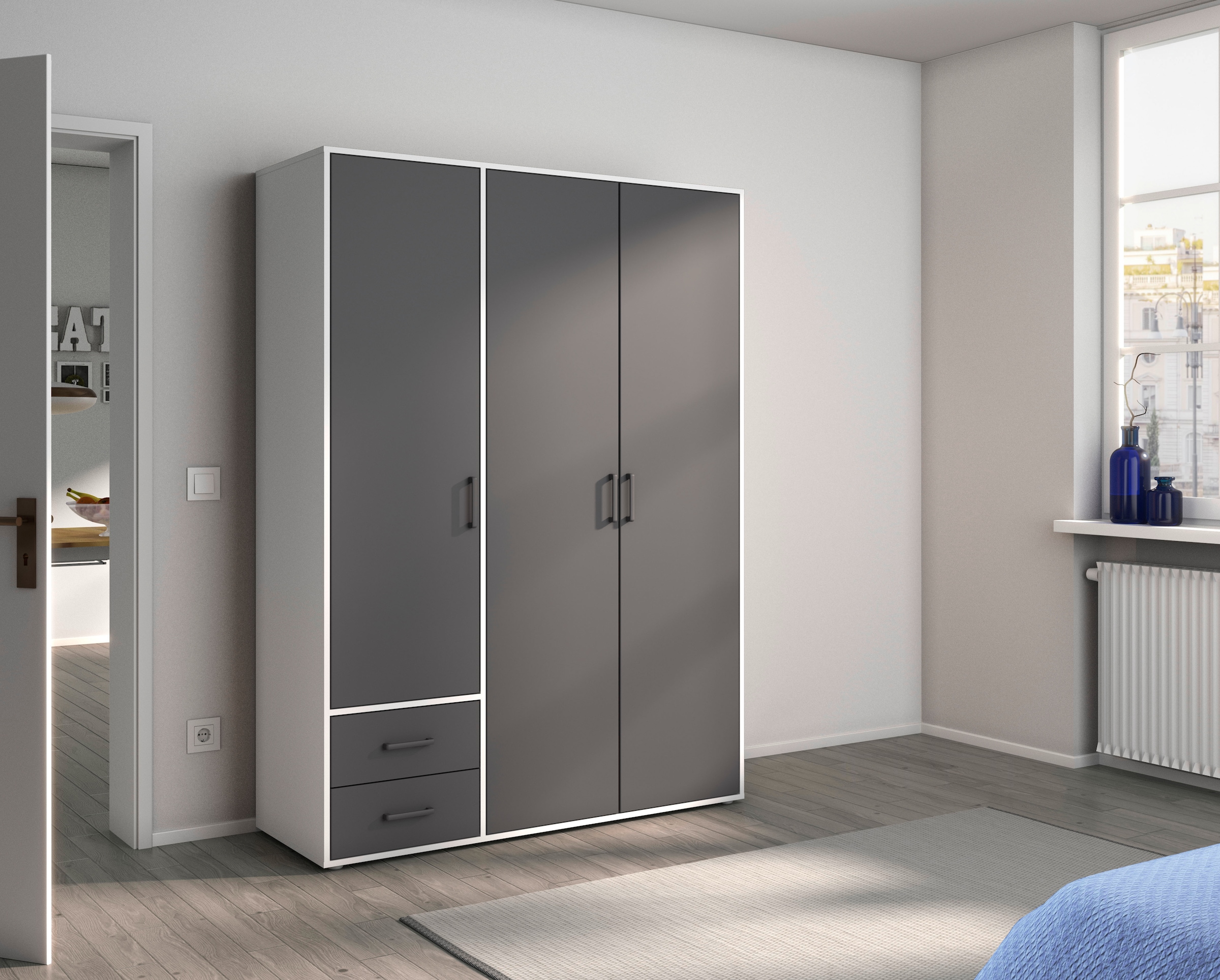 rauch Drehtürenschrank "Kleiderschrank Schrank Garderobe Wäscheschrank VOYAGER" in 3 verschiedenen Ausstattungen BASIC/CLASSIC/PREMIUM, mit 2