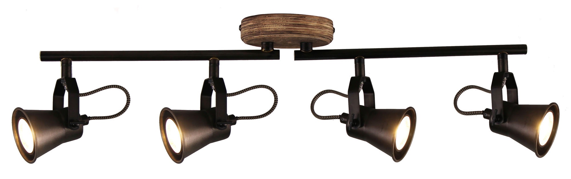 Brilliant Leuchten Seed Spotrohr 4flg schwarz stahl/holz hell