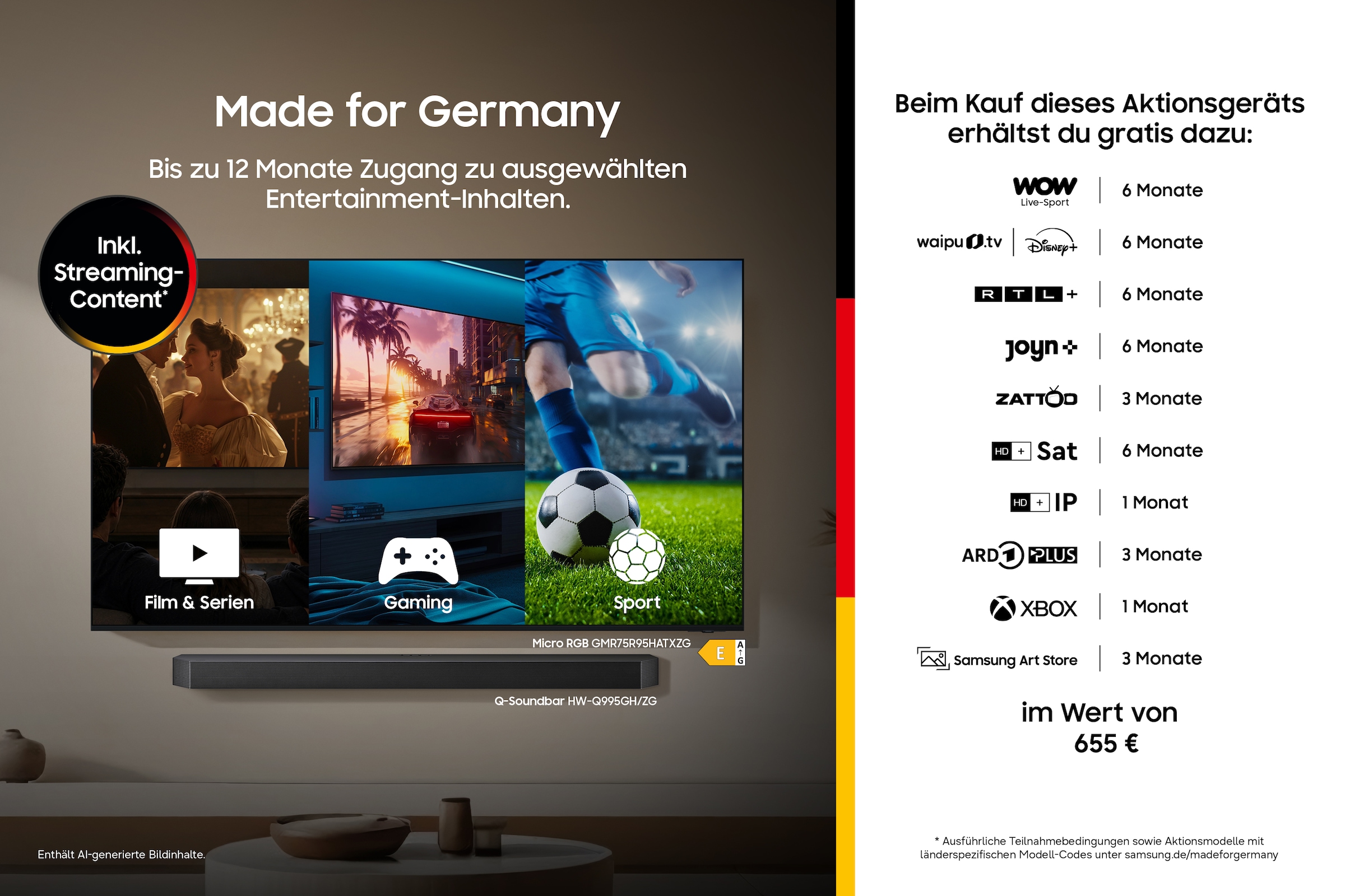 Samsung QLED-Fernseher »GQ85QN80HAU« 214 cm/85 ″ Smart-TV Real QLED Mini-LEDs, Motion Xcelerator 144 Hz, Gaming Hub, Dolby Atmos
