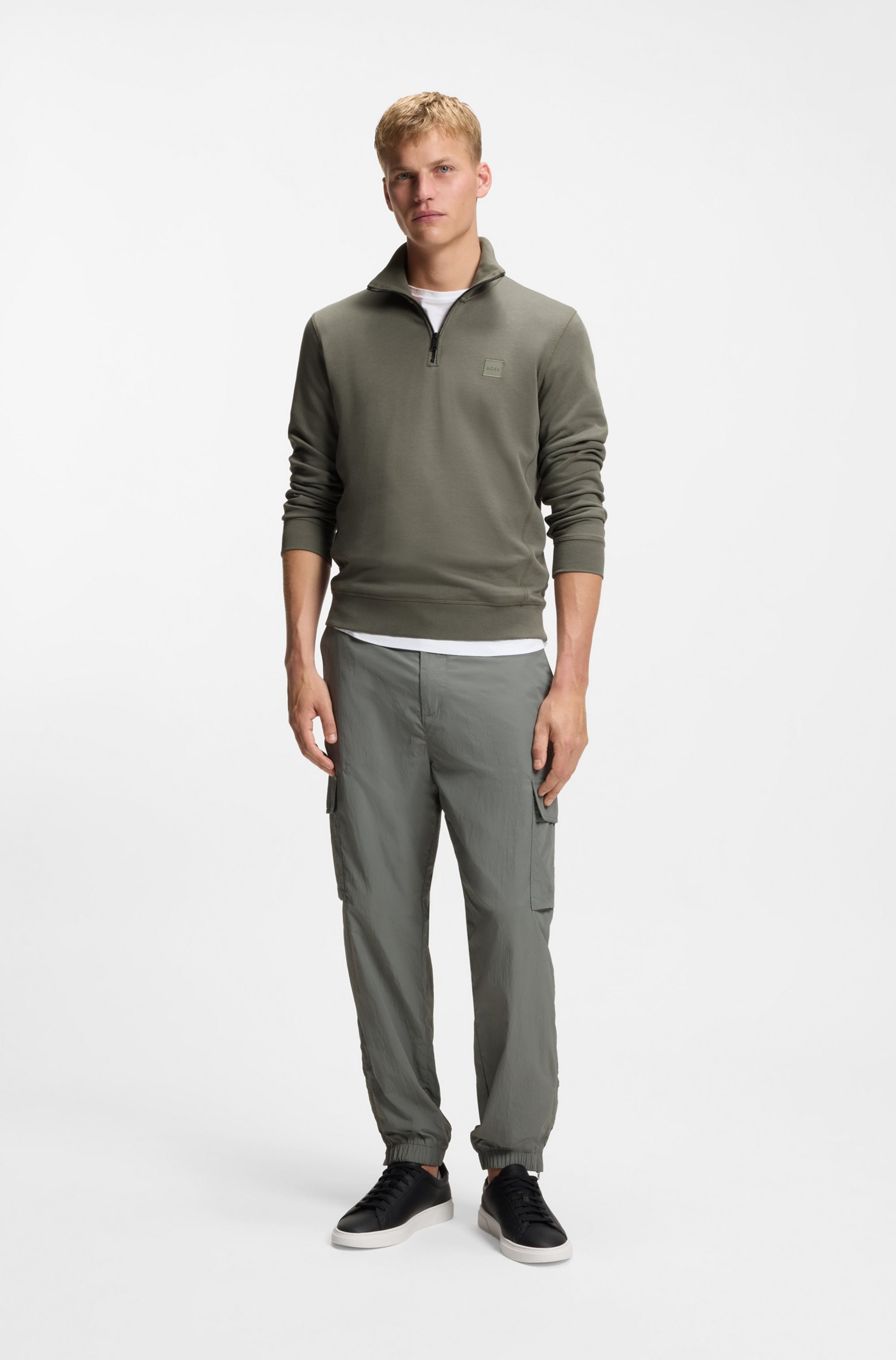 BOSS ORANGE Sweatshirt »Zetrust«, 1 tlg. Troyerkragen mit Reißverschluss, Regular Fit, BOSS-Label
