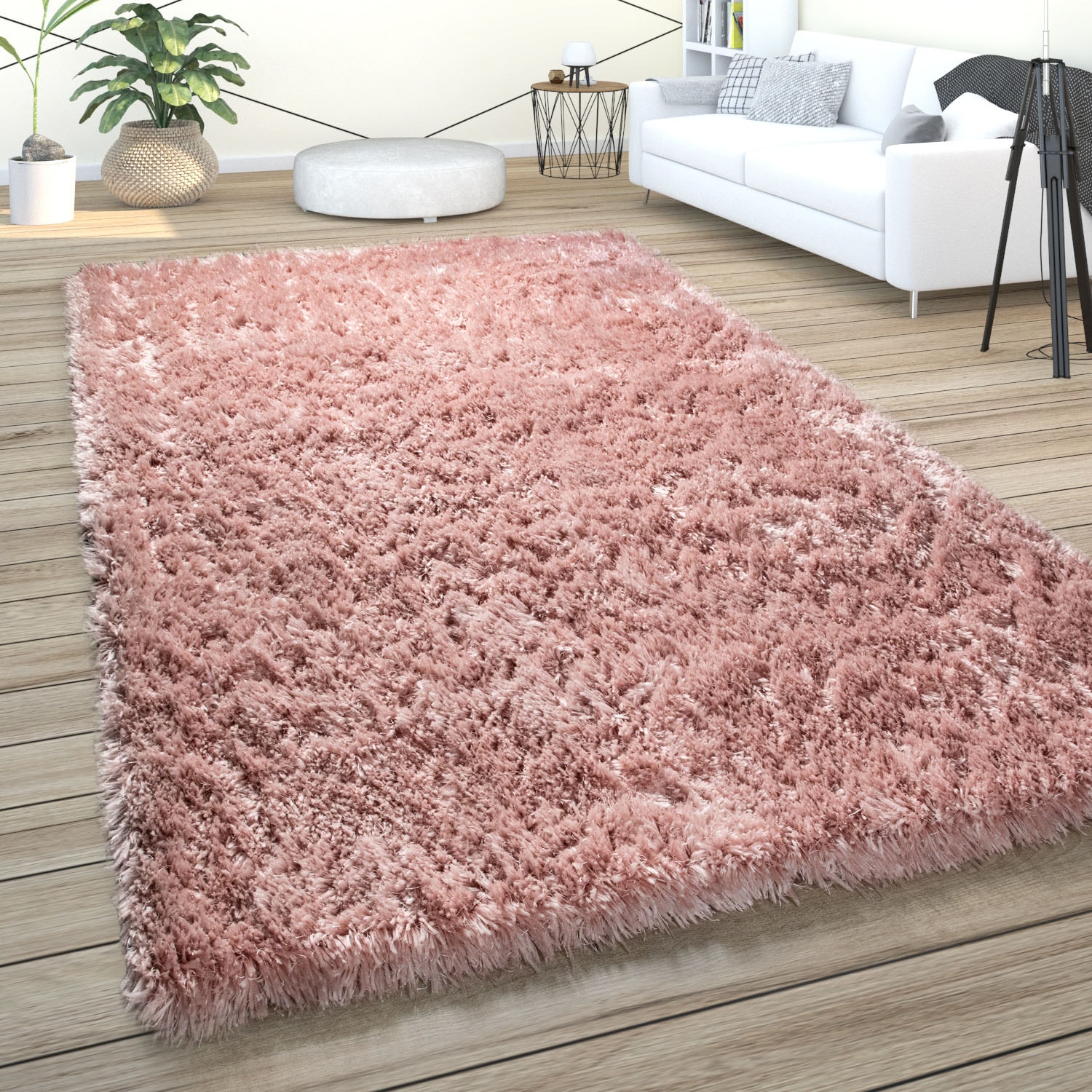 Paco Home Hochflor-Teppich »Akumal 930« rechteckig 60 mm Höhe Shaggy, besonders weich durch Softgarn, Uni-Farben