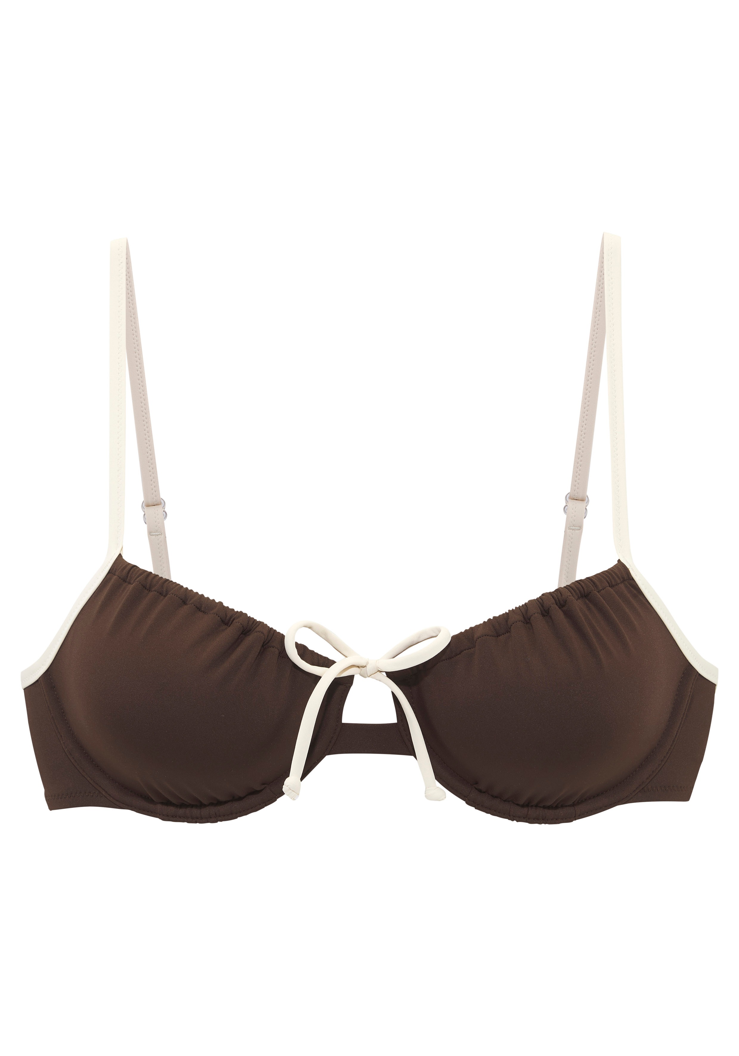 Copenhagen Studios Damen Bügel-Bikini-Top »Emma« mit Kontrastdetails in braun, Größe Cup E
