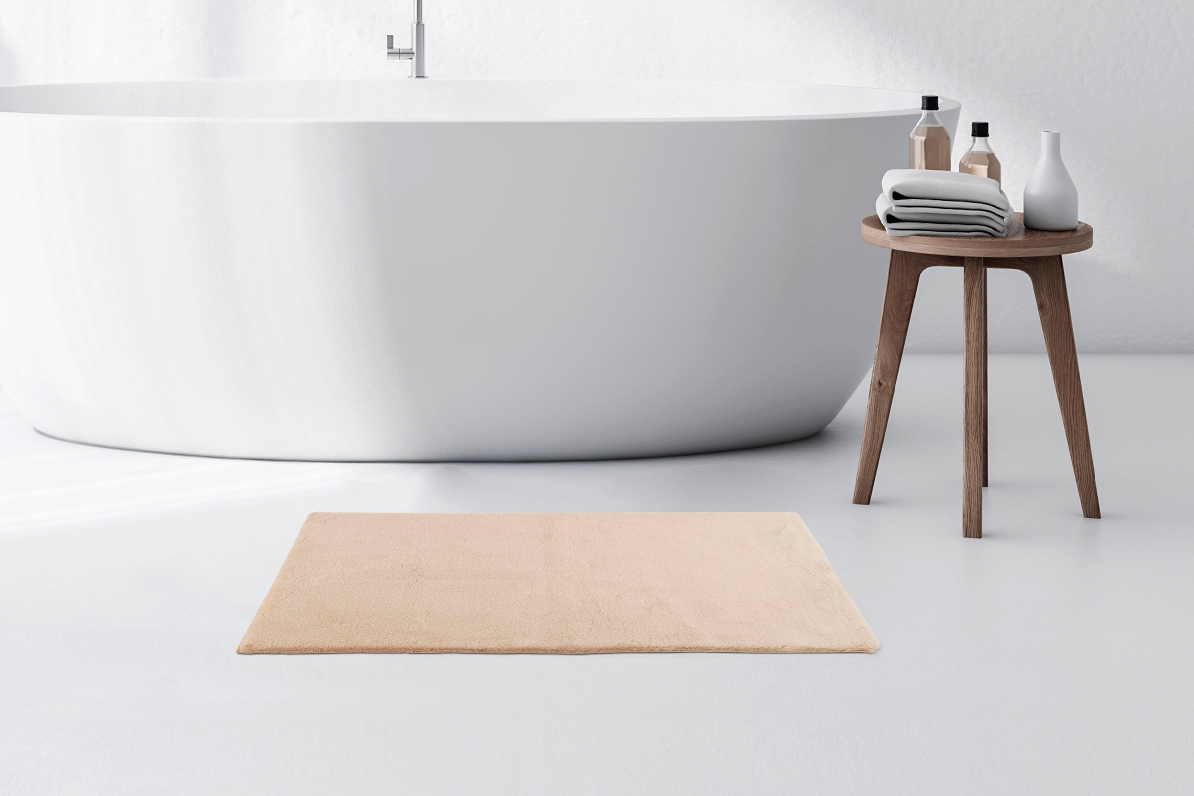 Kayoom Badematte »Rabbit Light«, rutschhemmend beschichtet, fußbodenheizungsgeeignet, weiche Kaninchenfell Haptik, Badezimmer, Kinderzimmer, Schlafzimmer