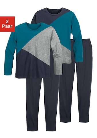 le jogger® Pyjama, (4 tlg., 2 Stück), für Jungs im Colourblock-Design kaufen
