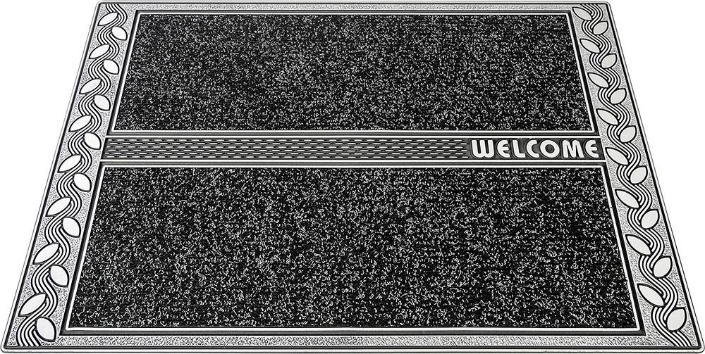 Home2Fashion Fußmatte »SE Clean Leaves, Welcome«, rechteckig, 8 mm Höhe, Schmutzfangmatte, mit Spruch, robust, In- und Outdoor geeignet