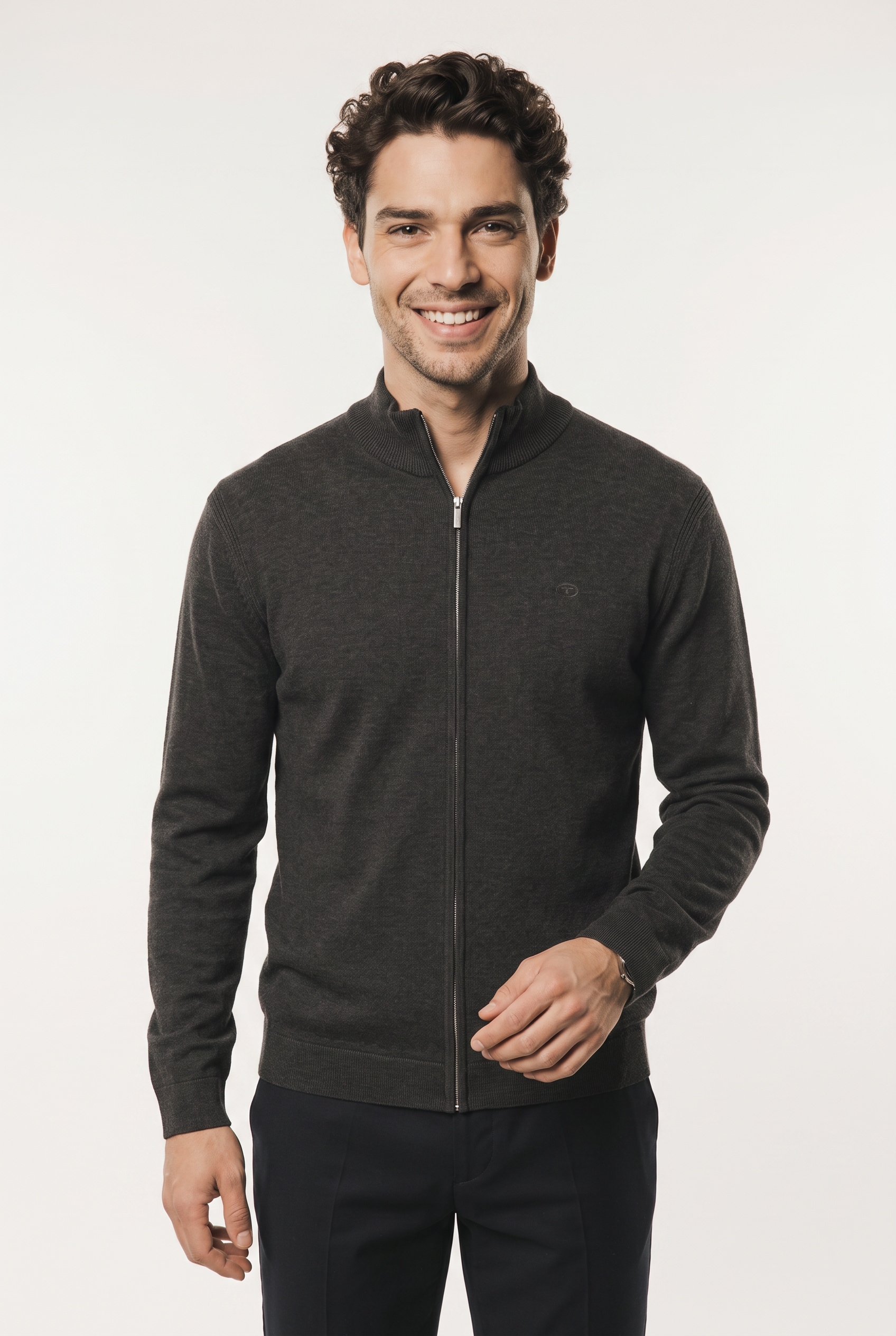TOM TAILOR Strickjacke mit Logo Stickerei