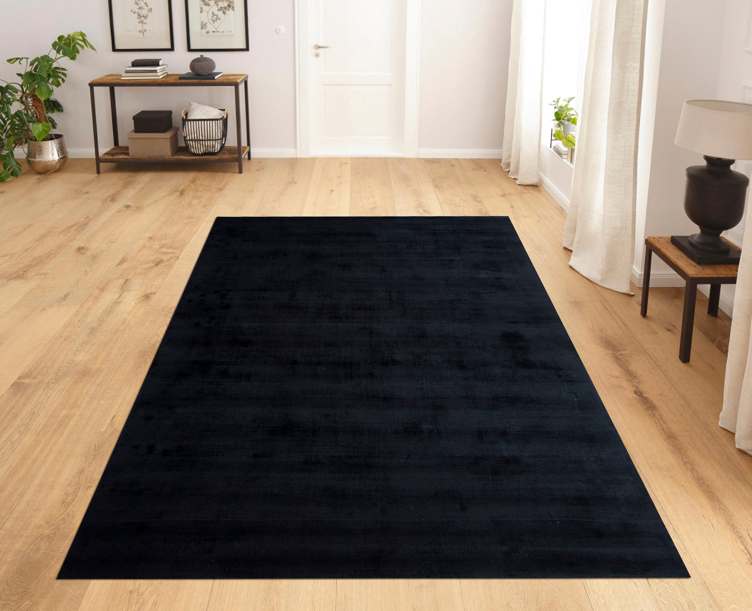 Leonique Teppich »Soley, Kurzflor-Teppiche, handgewebter Viskose-Teppich«, rechteckig, 12 mm Höhe, farblich changierend, Handweb, Wohnzimmer, Schlafzimmer, Esszimmer