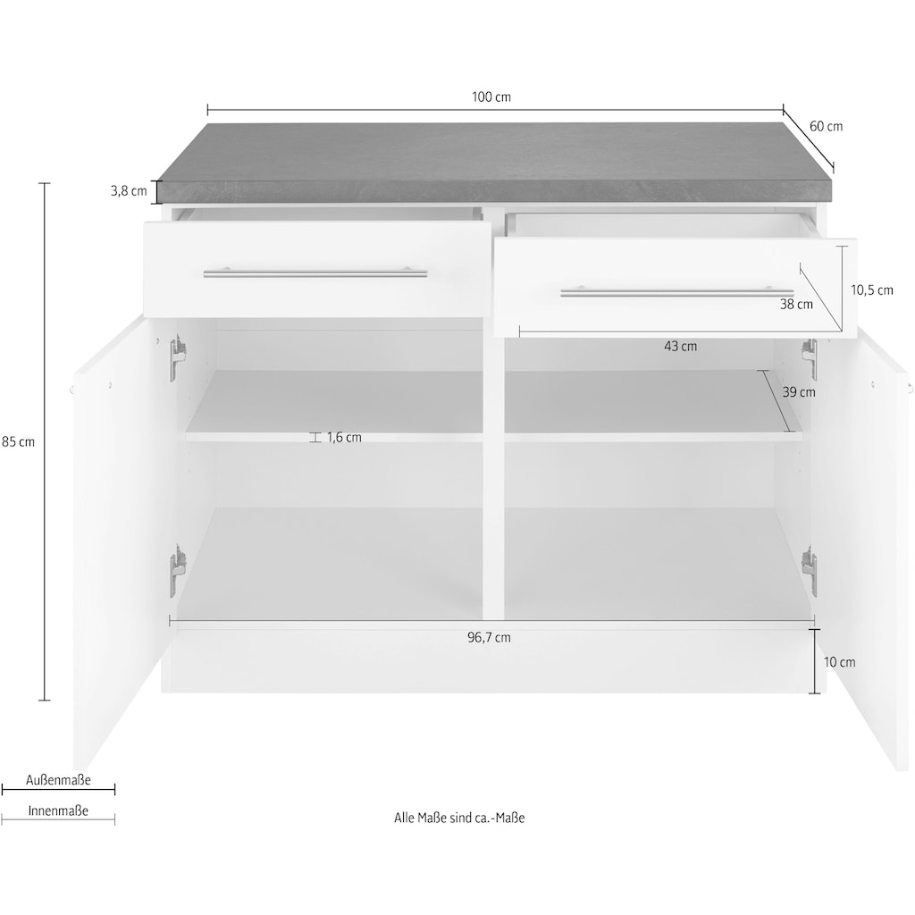 wiho Küchen Unterschrank »Unna«, 100 cm breit