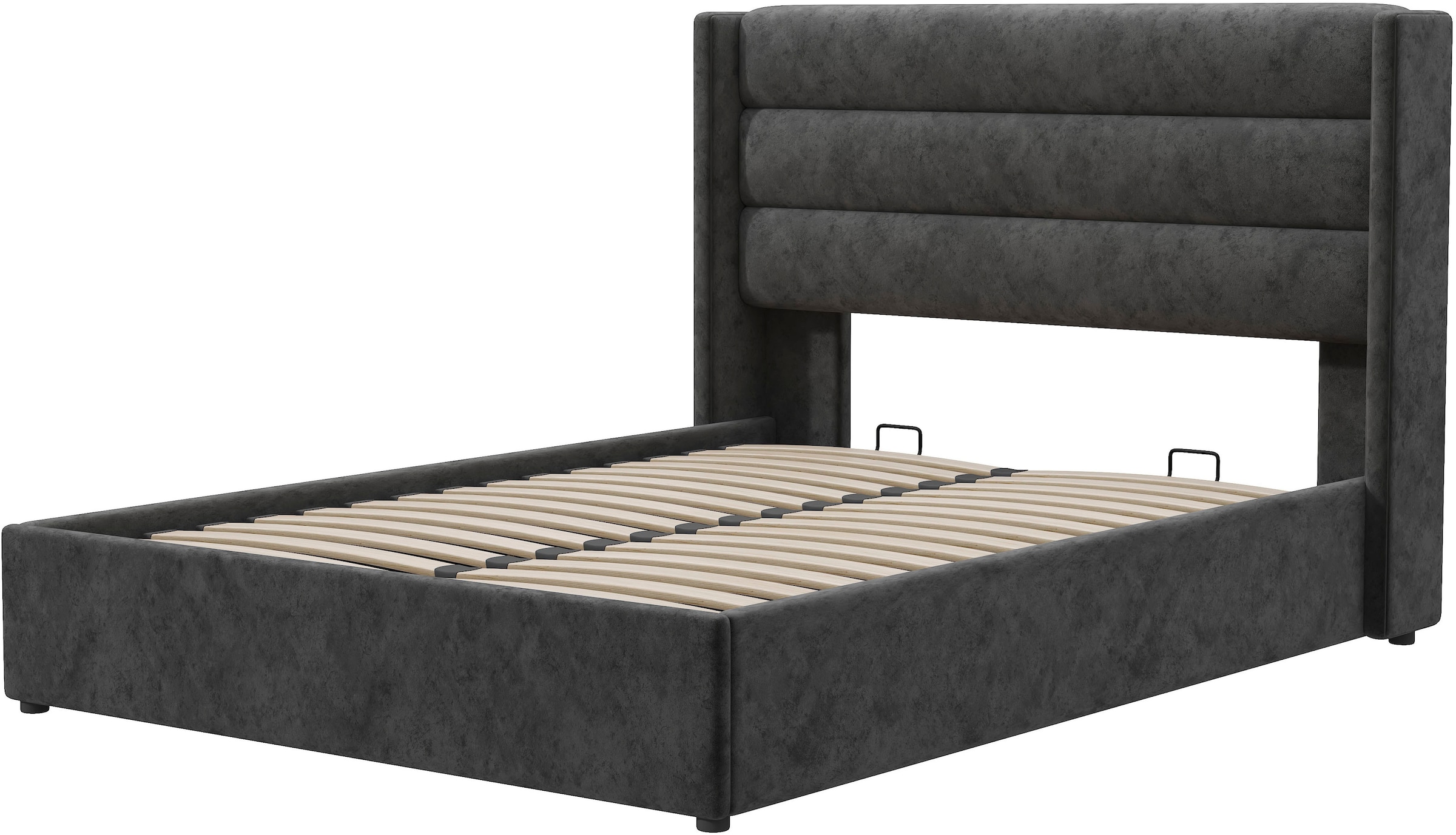 OTTO home Polsterbett »ROMMINA, Polsterbett mit Bettkasten in den Breiten 140cm & 180cm« Samtweicher Chenille-Bezug