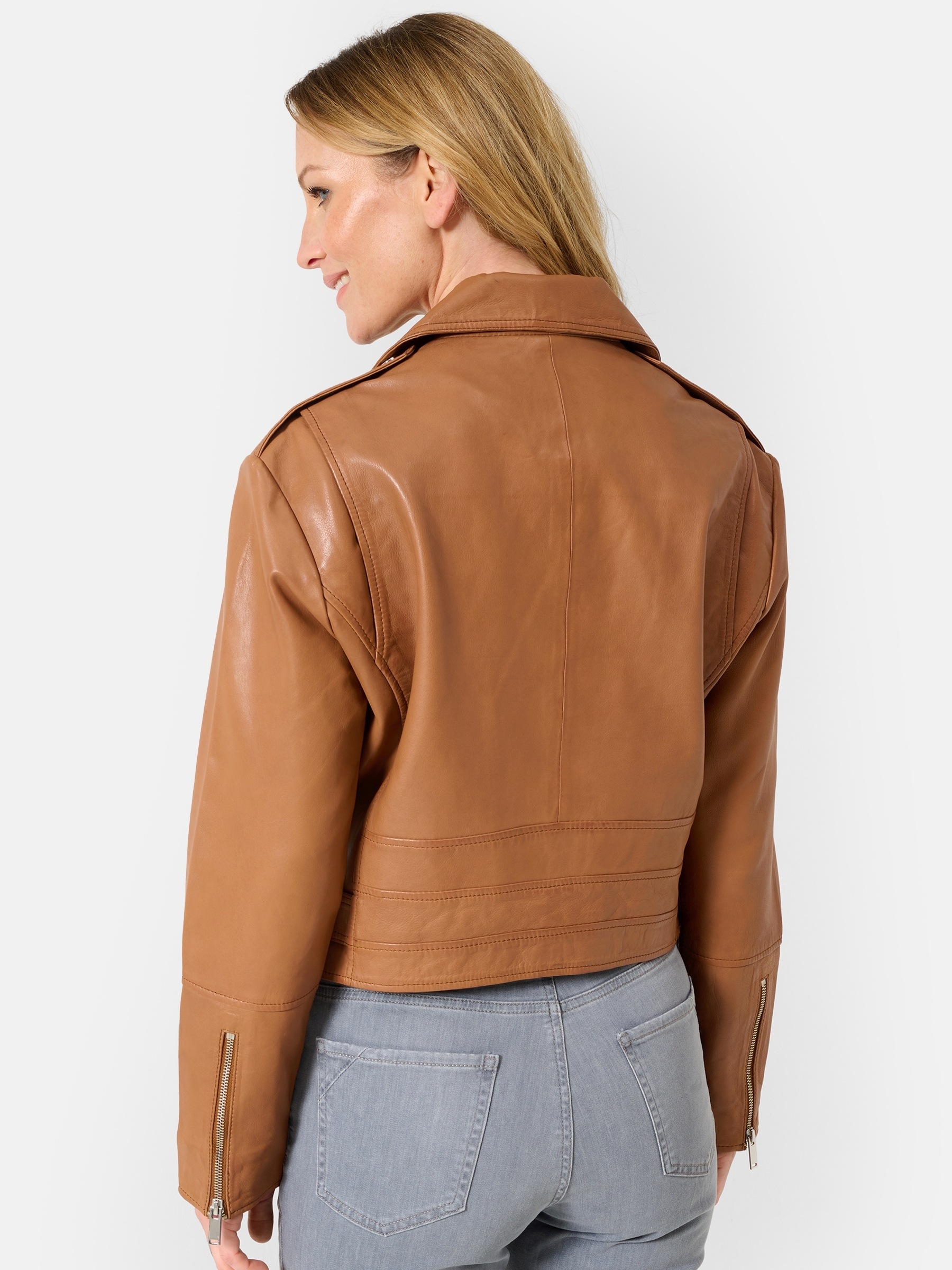 RICANO Bikerjacke »Lederjacke Hera« ohne Kapuze Handgefertigt aus echtem Leder