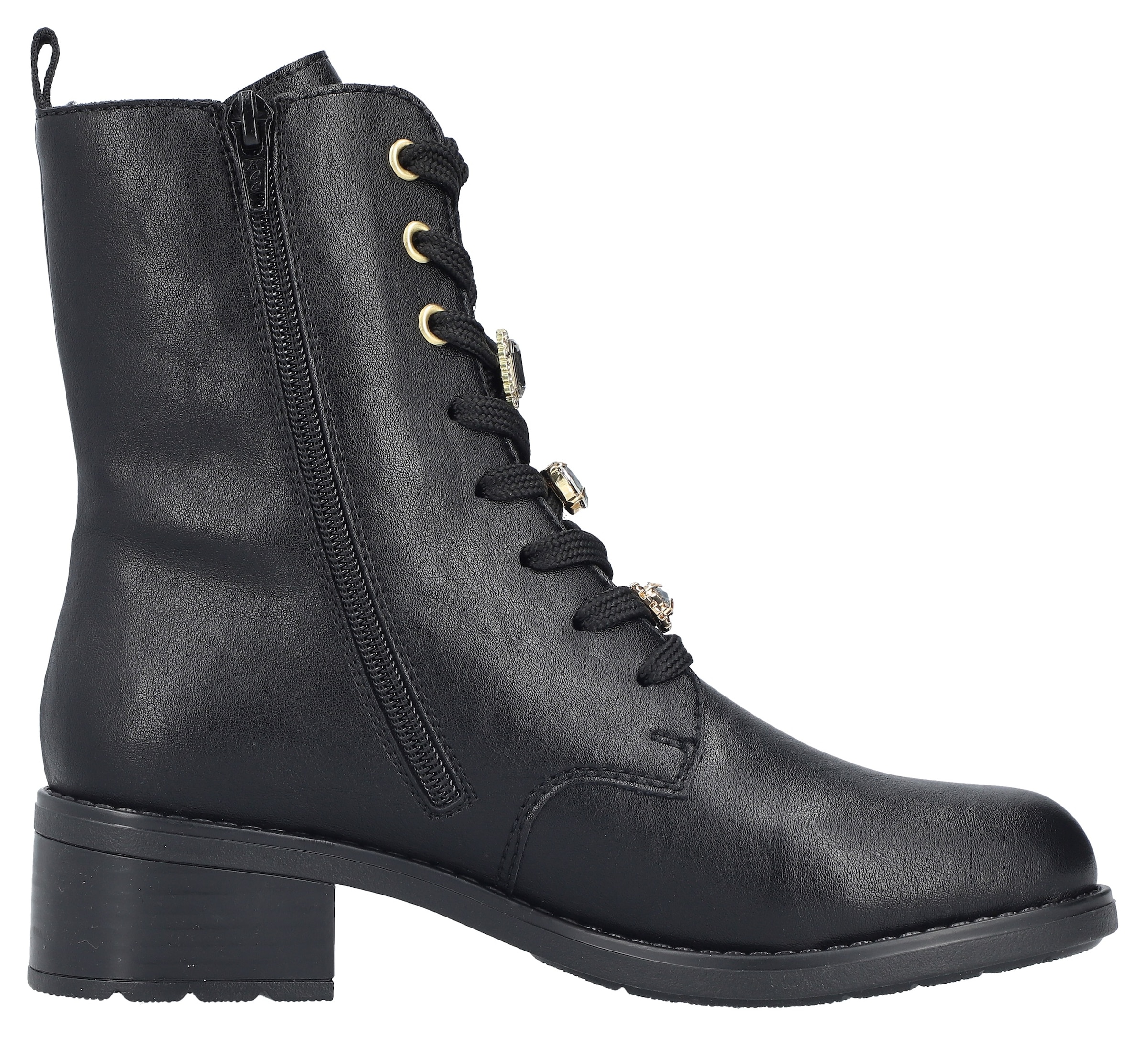 Rieker Winterstiefelette  Schnürstiefelette, Boots, Blockabsatz, mit Schmuckelementen