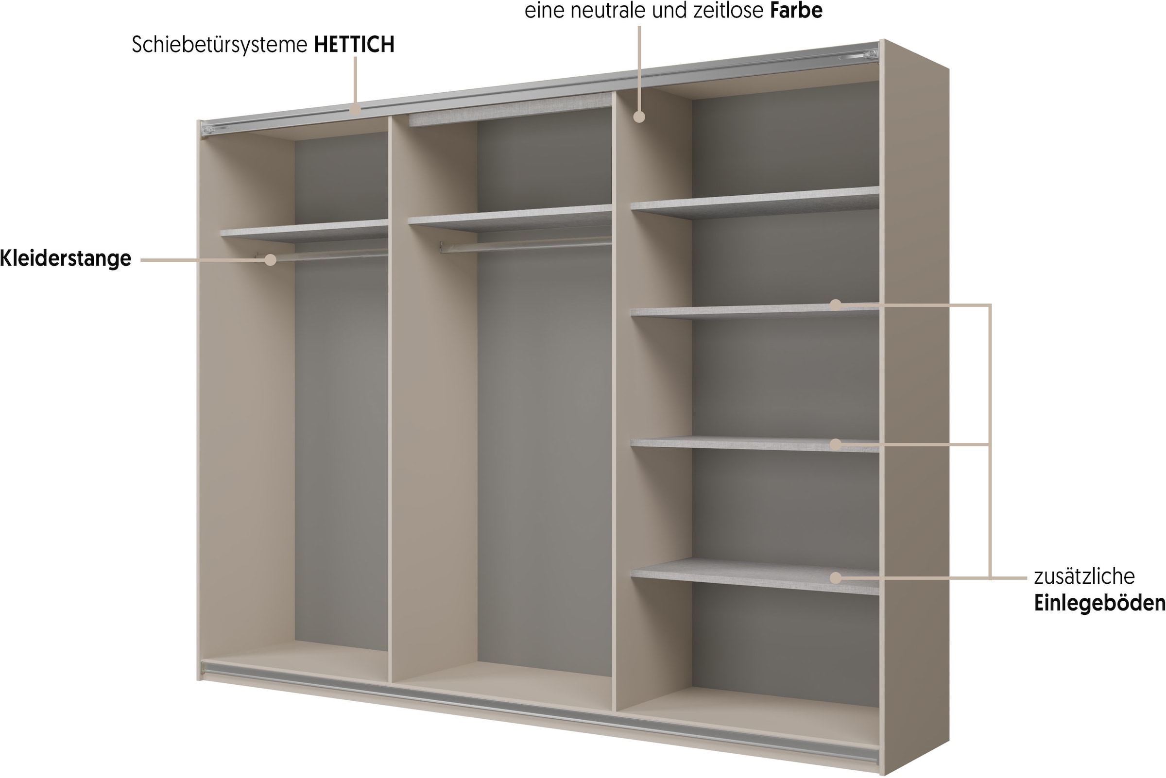 Home affaire Schiebetürenschrank »Cube Garderobenschrank incl.kompletter Innenausstattung« Moderner Kleiderschrank, Schiebetürenschrank, Garderobe