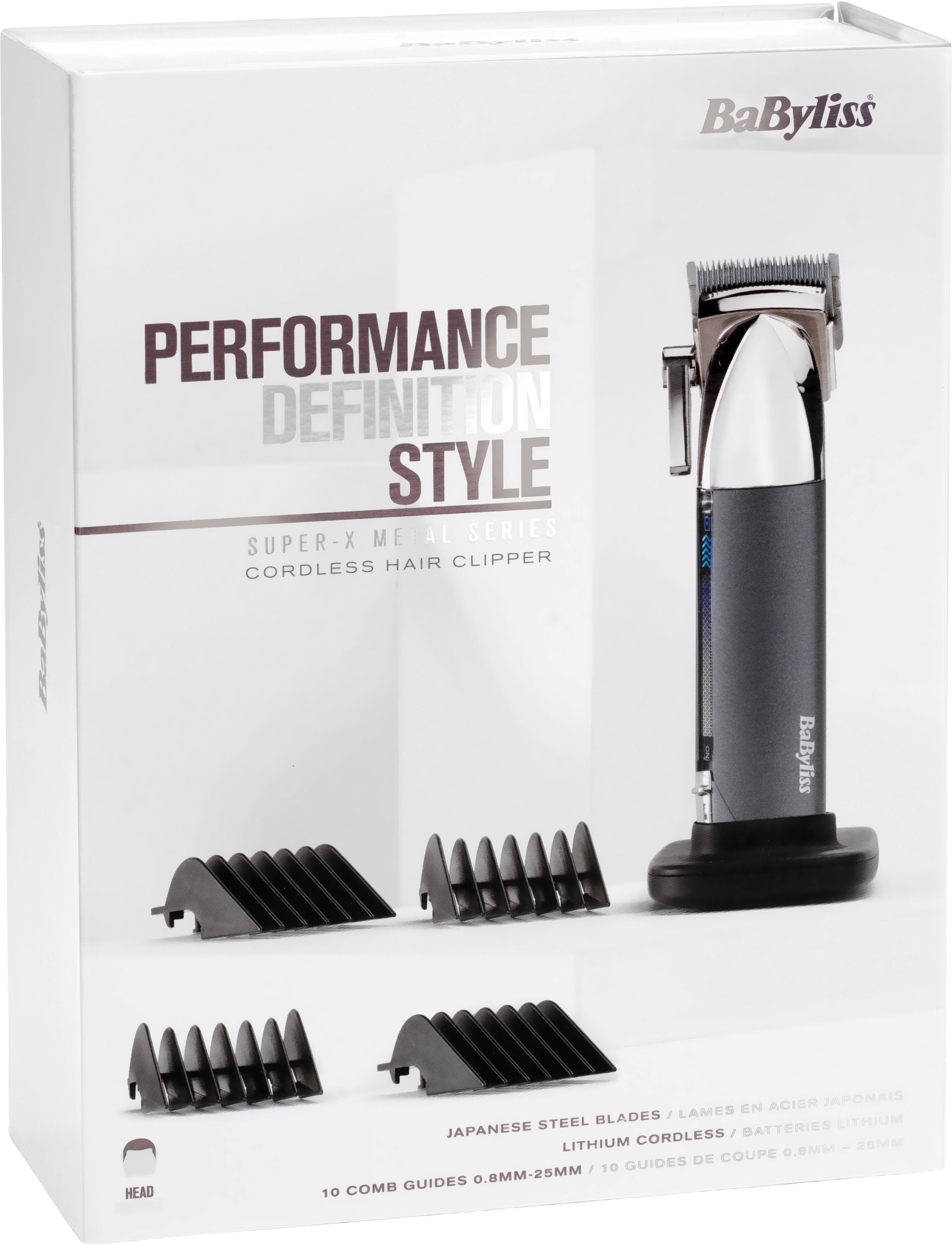 BaByliss Haarschneider »BaByliss Super X-Metal Haarschneider professionell, E996E« 4 Aufsätze Haarschneidemaschinen Set mit 10 Aufsätzen und 50 Schnittlängen