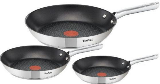 Tefal Pfannen-Set »Duetto«, Edelstahl, (Set, 3 tlg.), Ø 20/24/28 cm, Antihaft-Beschichtung, Thermo-Signal-Technologie, induktionsgeeignet, für alle Herdarten