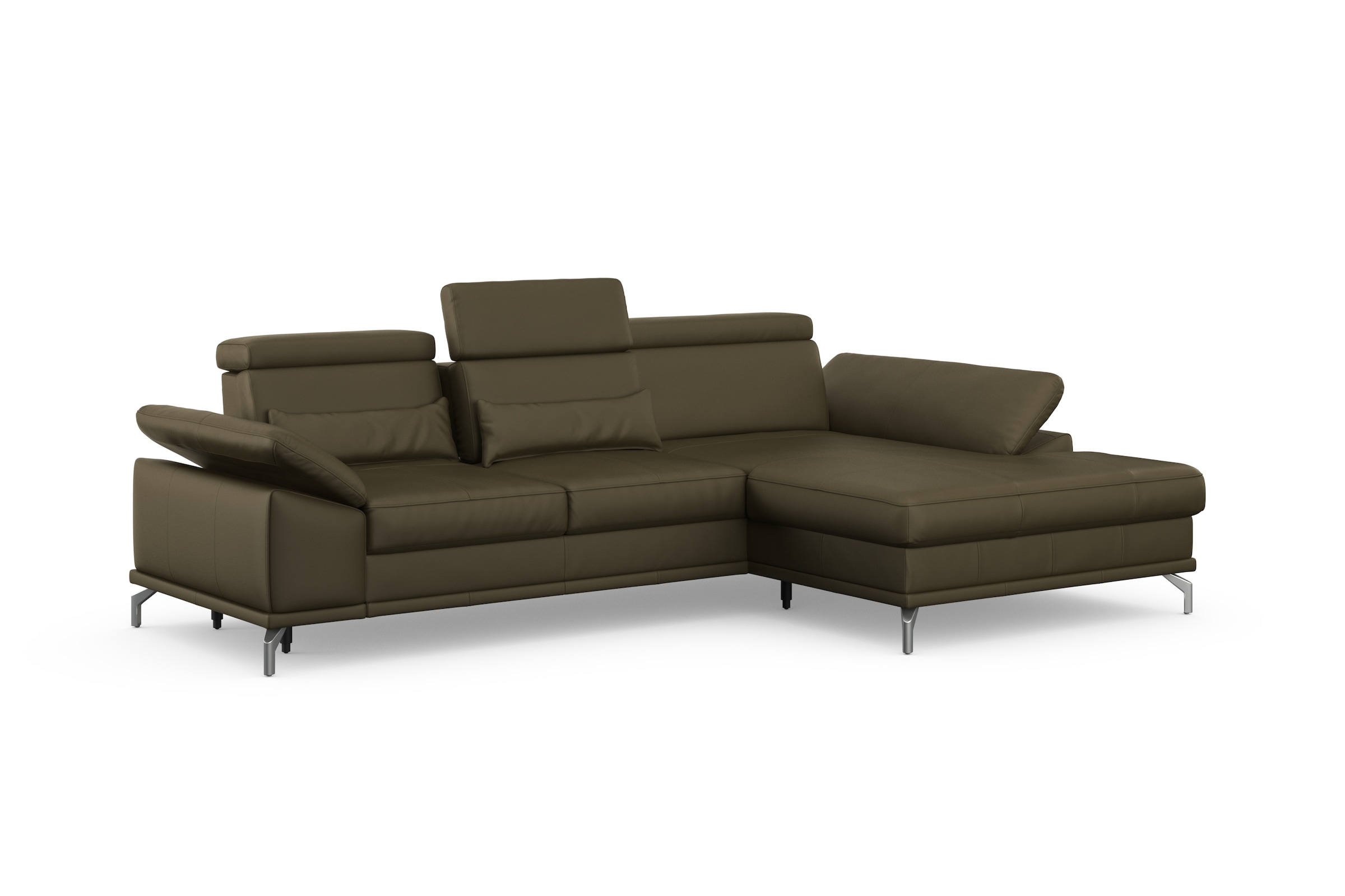 sit&more Ecksofa »Cabrio L-Form, B: 295 cm, mit Sitztiefen-, Arm- & Kopfteilverstellung«, 2 Nierenkissen, Federkern, optional Bettfunktion und Stauraum