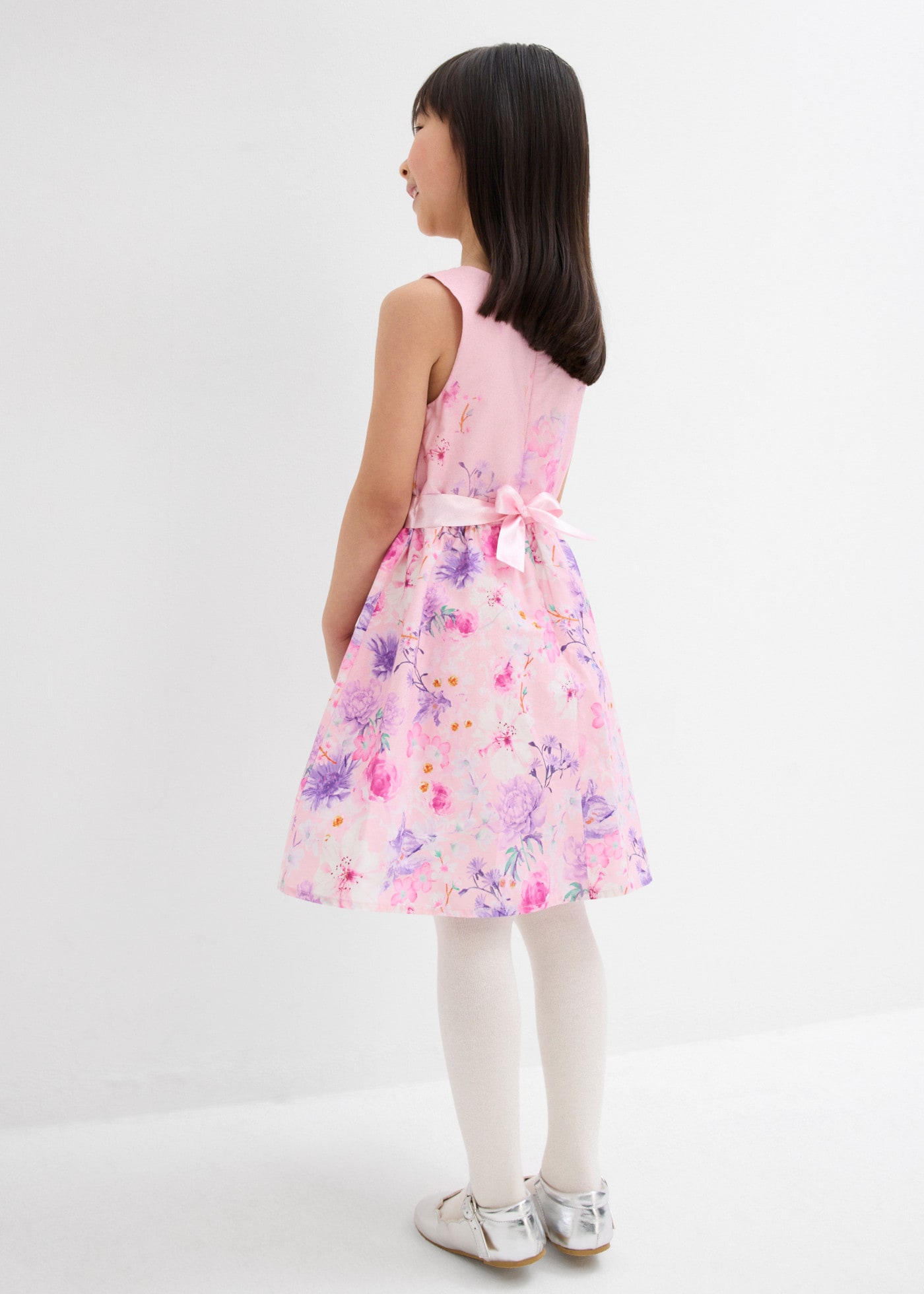 bonprix Midikleid regular fit, aus Baumwolle, festlicher Stil, mit Blumendruck, ärmellos
