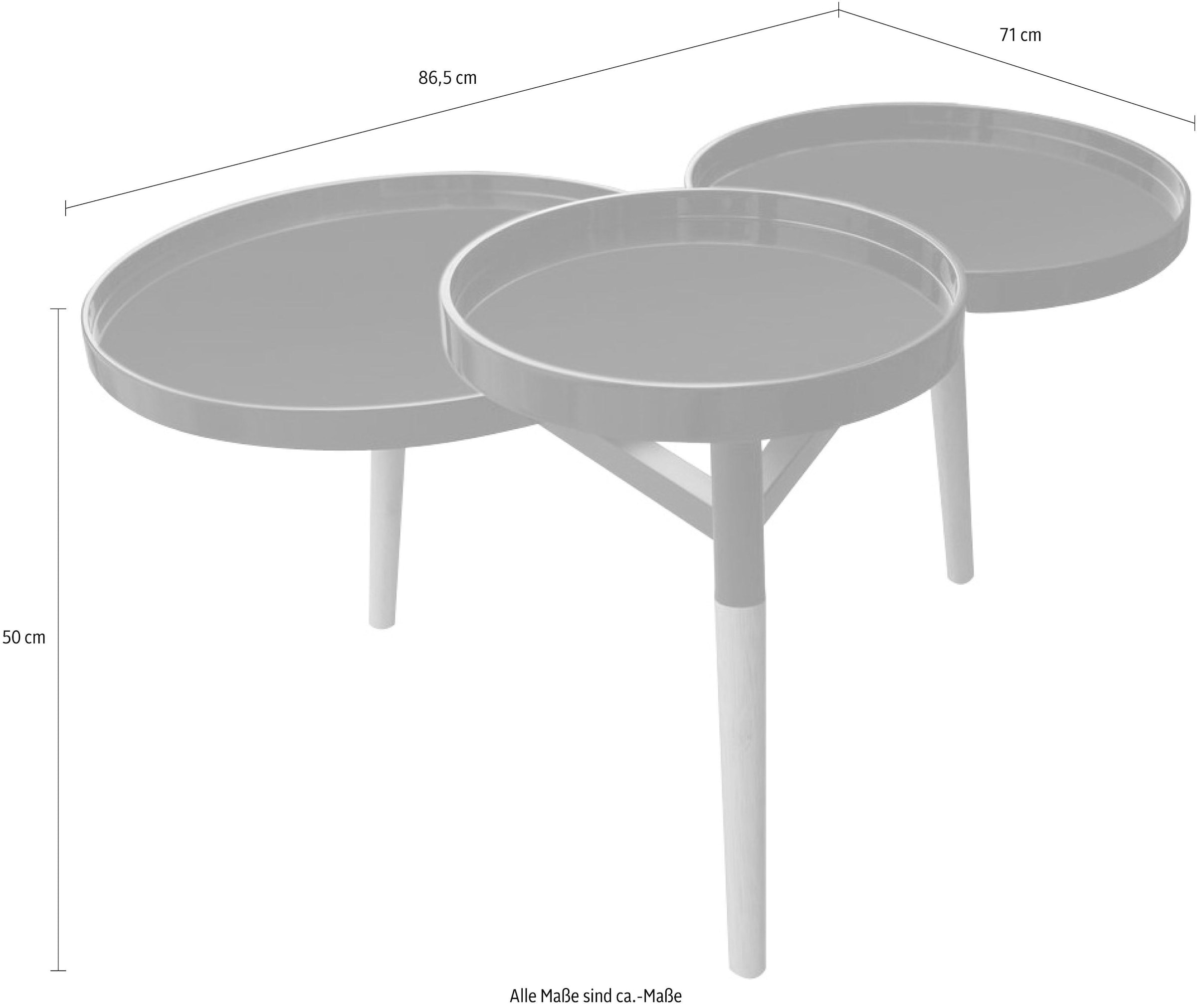 Kayoom Beistelltisch »Butler 110, attraktiver Beistelltisch«, (1 St.), Durchmesser der Abstellflächen: 49,5/39,5/30 cm, glatte Flächen
