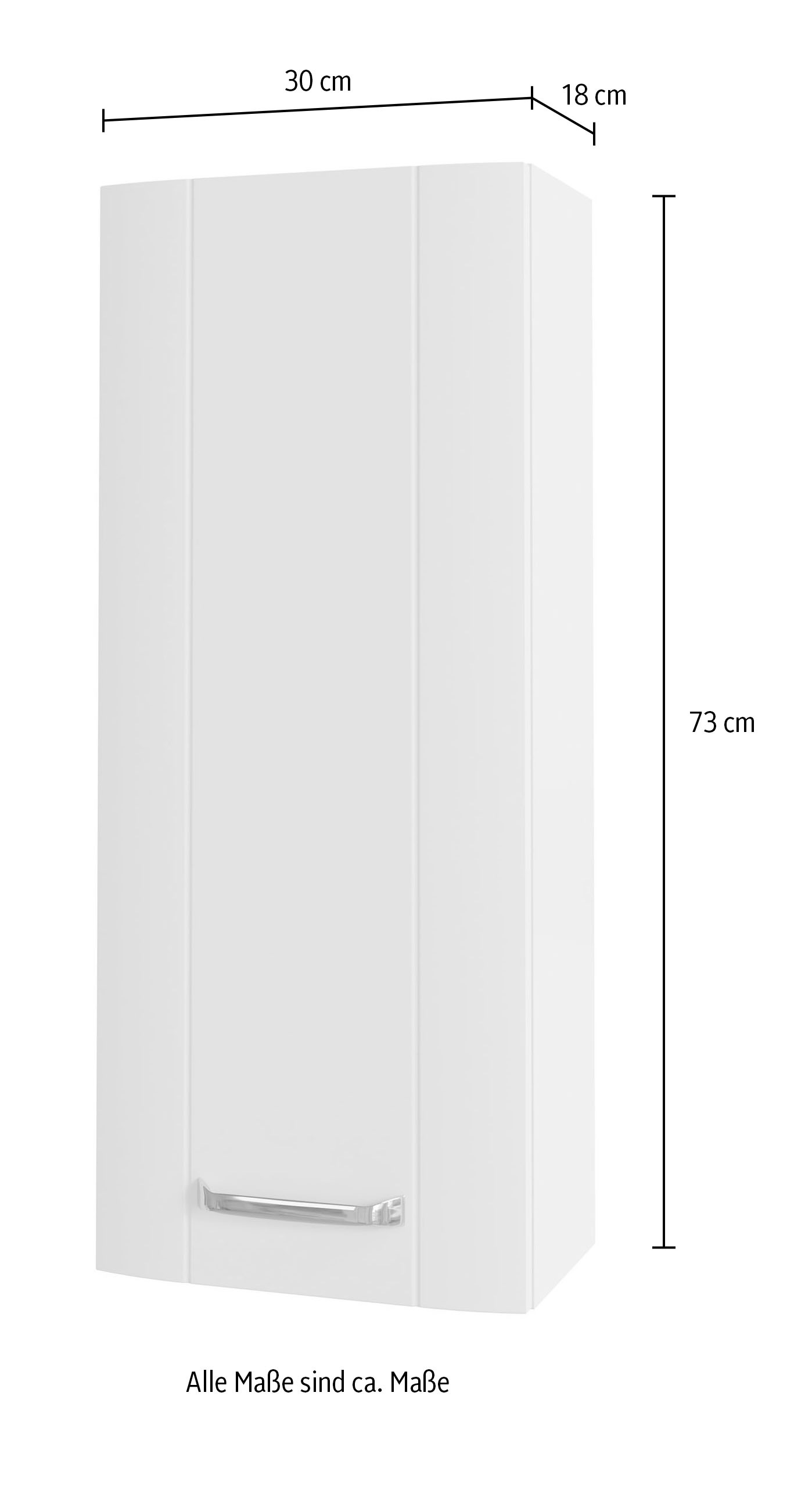 Saphir Hängeschrank »Hängeschrank Serie 3006 Badschrank 30cm breit,1 Tür,2 Glaseinlegeböden«, Badezimmer-Hängeschrank inkl. Türdämpfer, Wandschrank 73 cm hoch