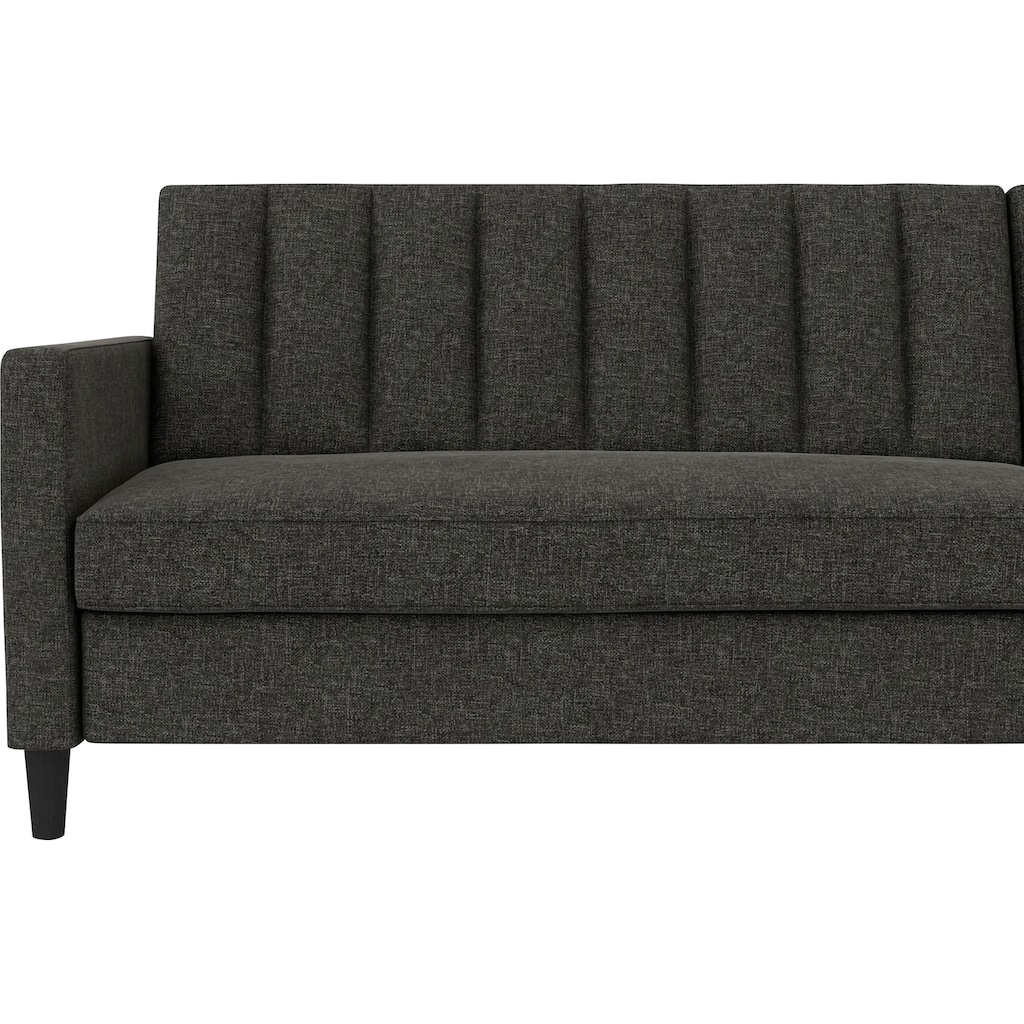 Dorel Home Ecksofa mit Schlafffunktion, Recamiere mit Stauraum beidseitig montierbar, Rückenlehne 2-teilig und 3-fach verstellbar