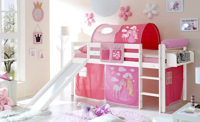 Prinzesinnen Kinderbett mit Rutsche