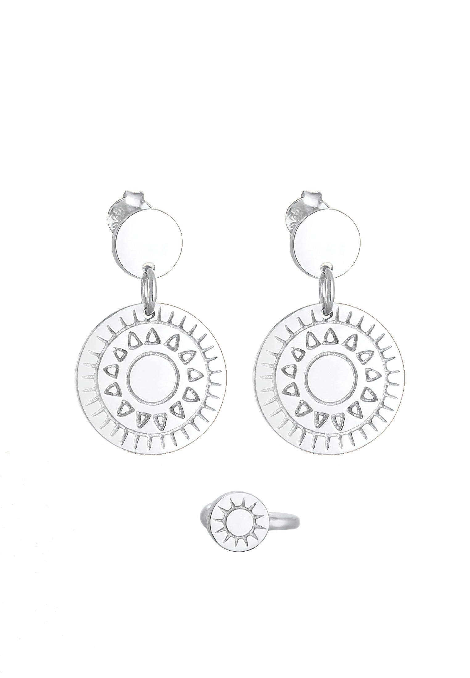 Elli Ohrstecker-Set »Ohrringe Ornament Plättchen Earcuff 2er Set 925 Silber«