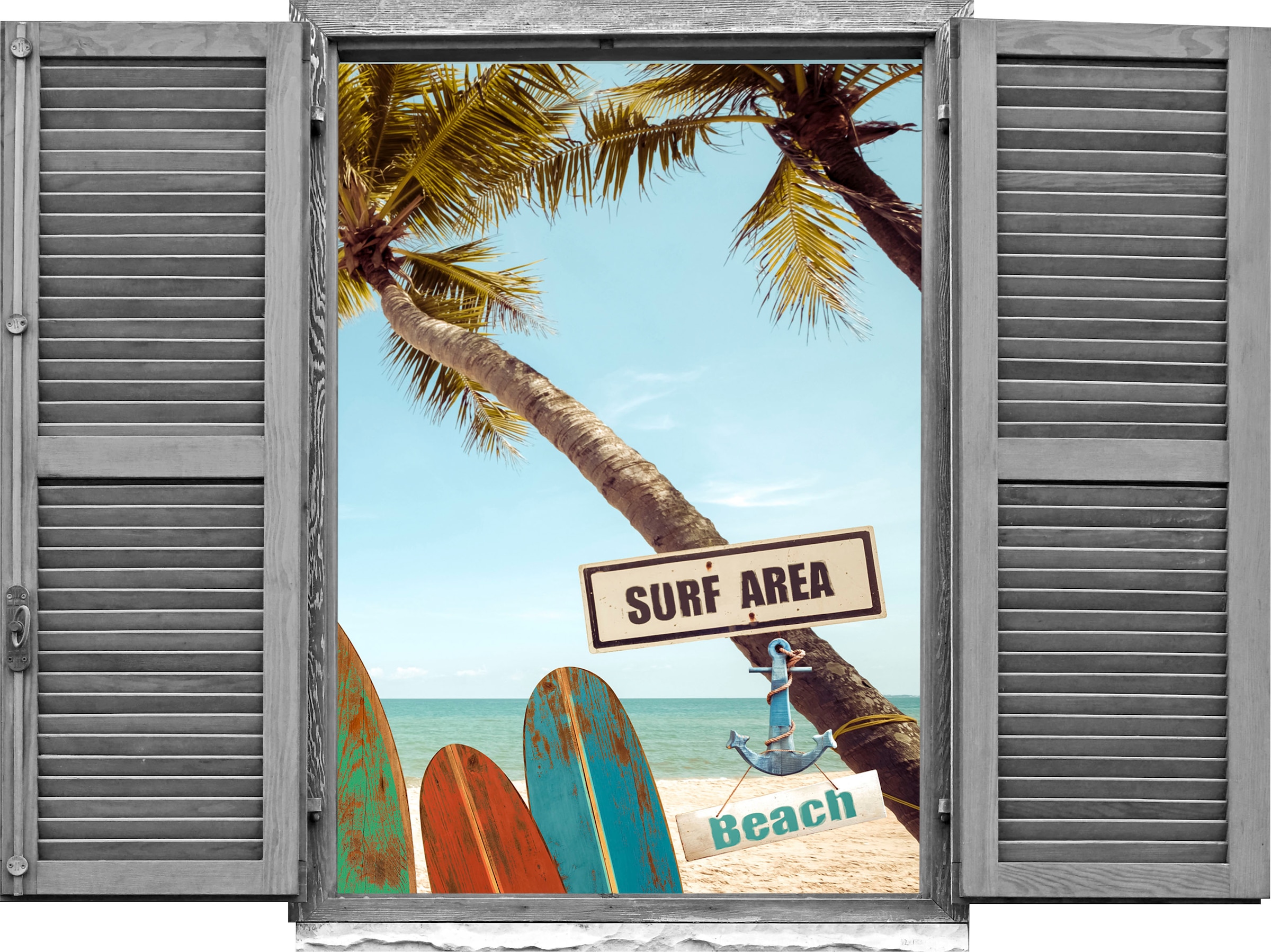 Wandtattoo »Surf Beach«, (1 St.)