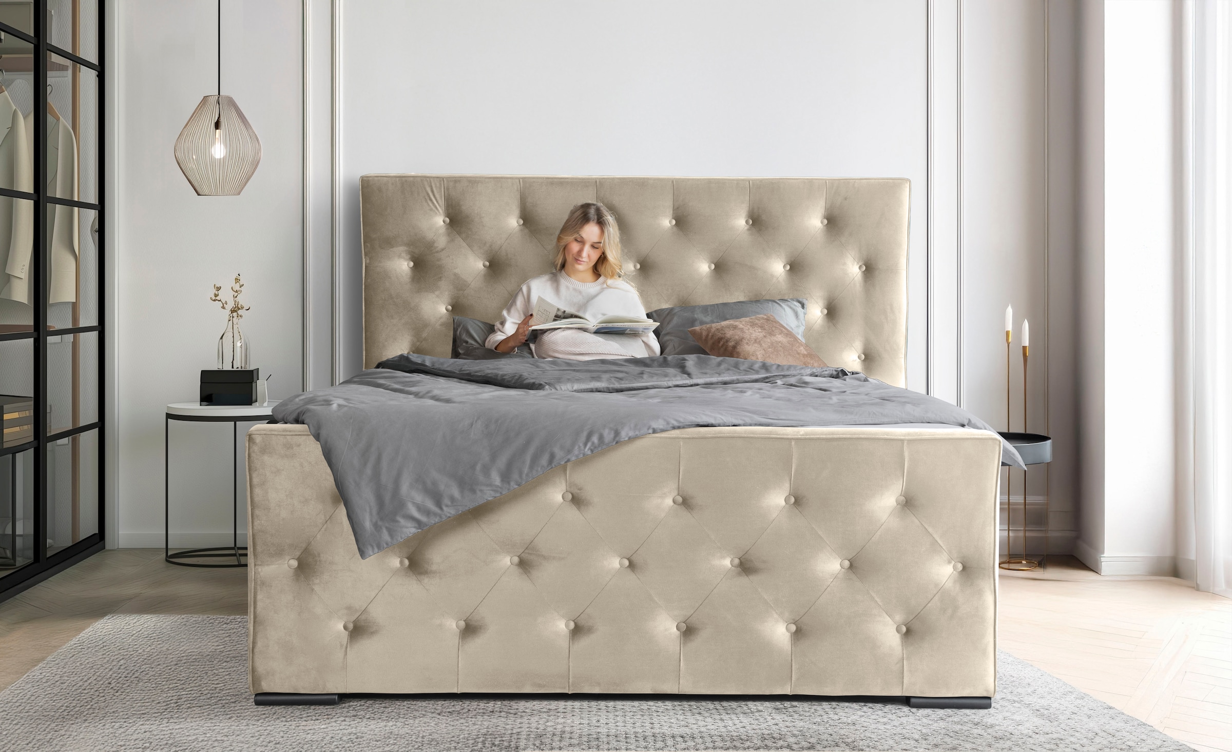 COLLECTION AB Boxspringbett »Florence inkl. Kingsize (28 cm) Matratze (H3) mit integriertem Topper«, inkl. Bettkasten, erhältlich in der Breite 180 cm