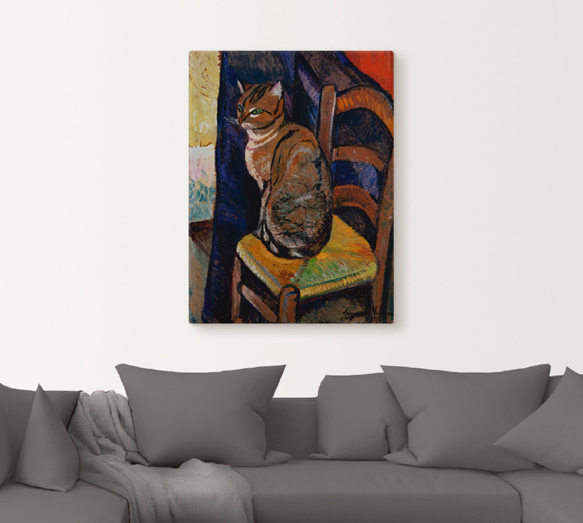 Artland Wandbild »Skizze Stuhl sitzende Katze.«, Haustiere, (1 St.), als Leinwandbild, Poster, Wandaufkleber in verschied. Größen