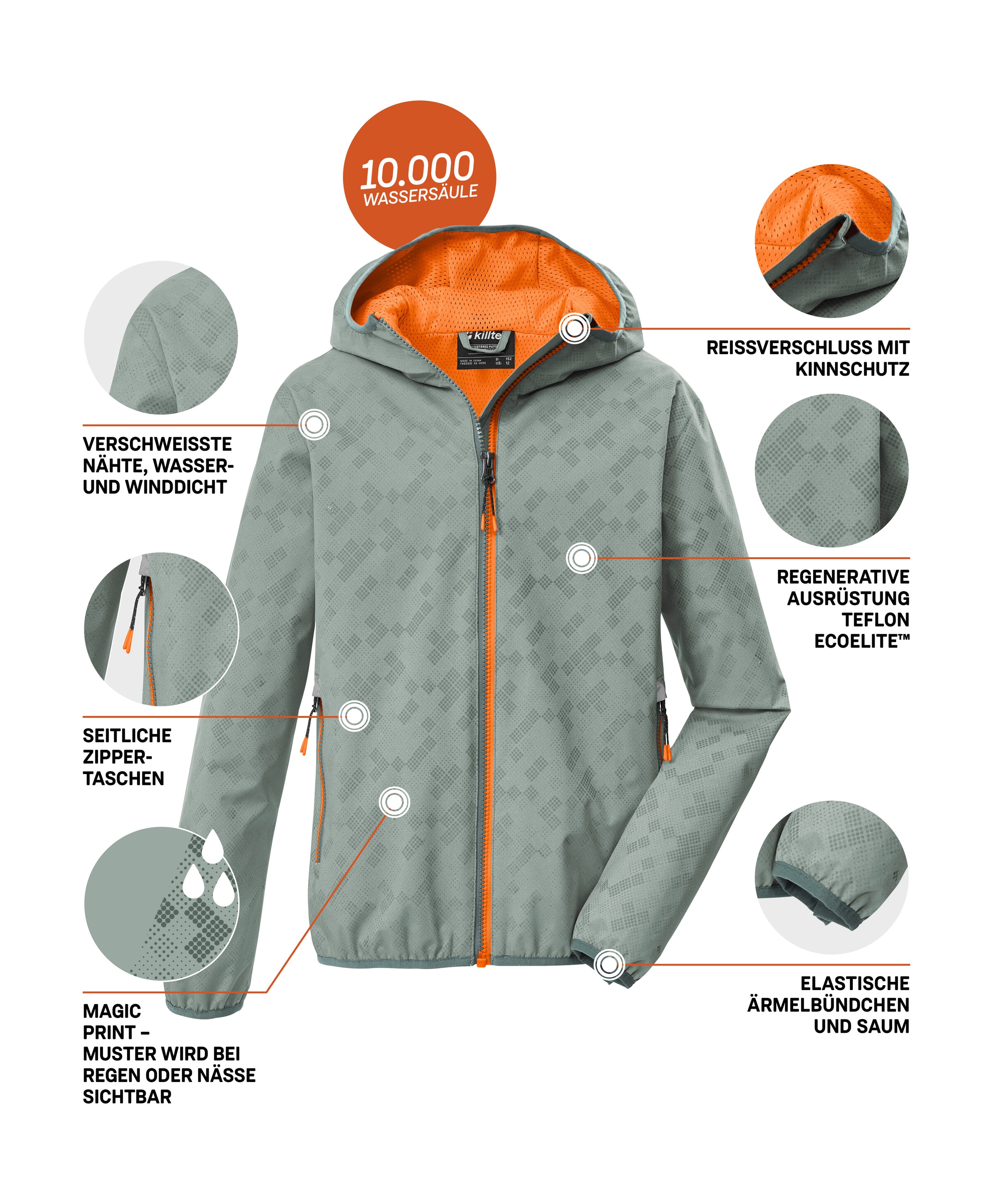 Killtec Funktionsjacke »KOS 145 BYS JCKT« Kinderjacke mit Magic Print, wasserdicht, Kapuze, Kinnschutz