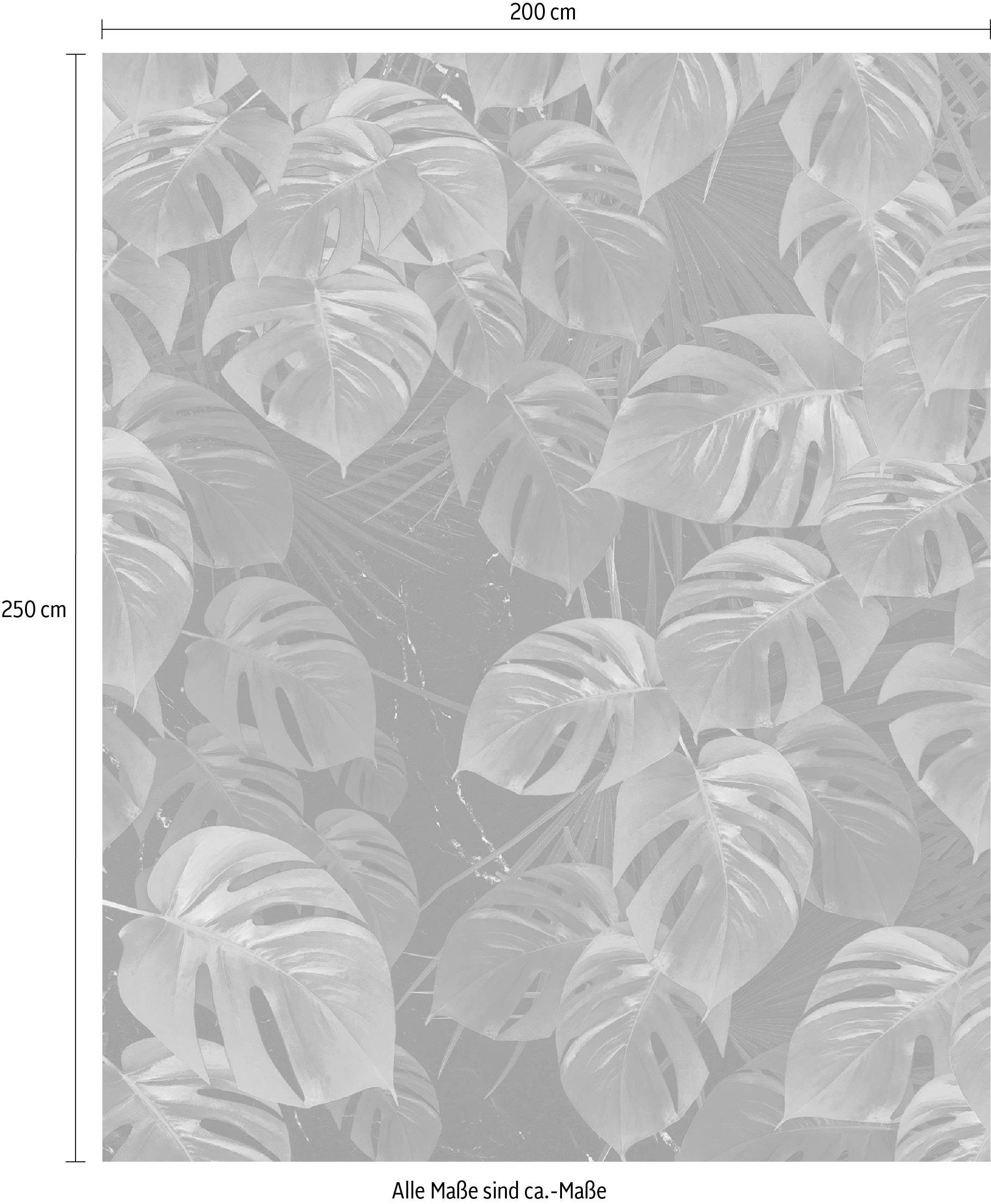 Komar Vliestapete »Digitaldruck Vlies - Monstera on Marble - Größe 200 x 250 cm«, bedruckt, Wohnzimmer, Schlafzimmer