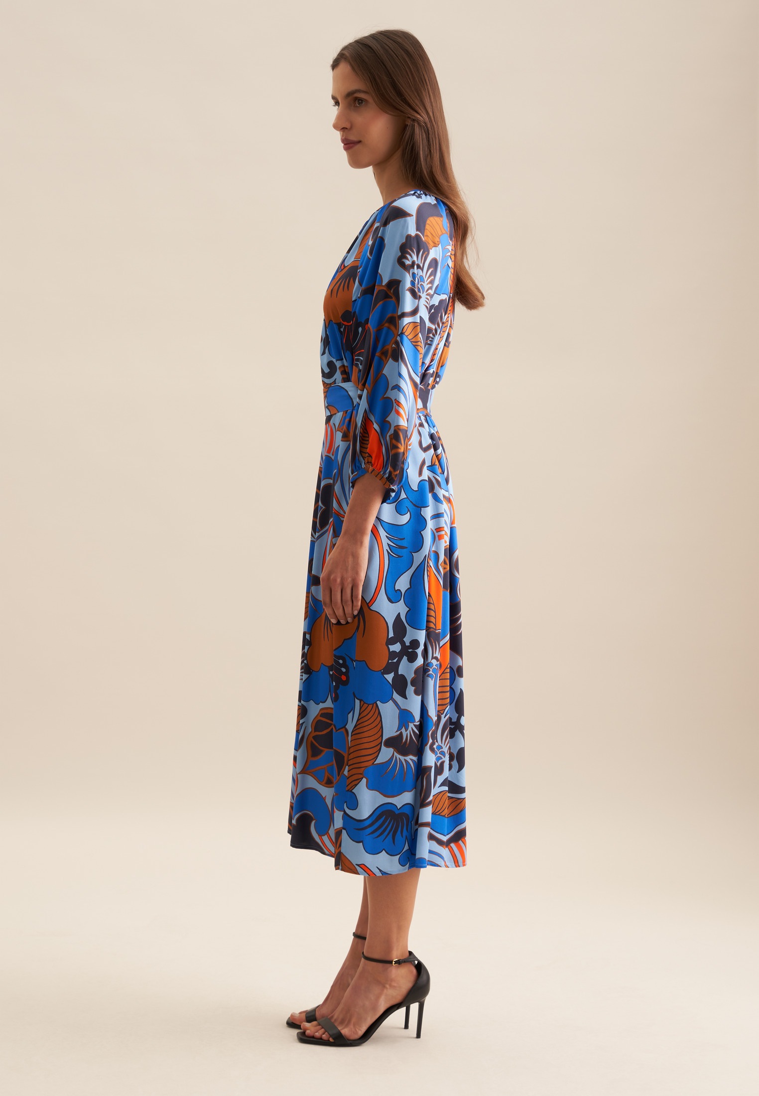 seidensticker Sommerkleid »Schwarze Rose«, 3/4-Arm Rundhals Floral