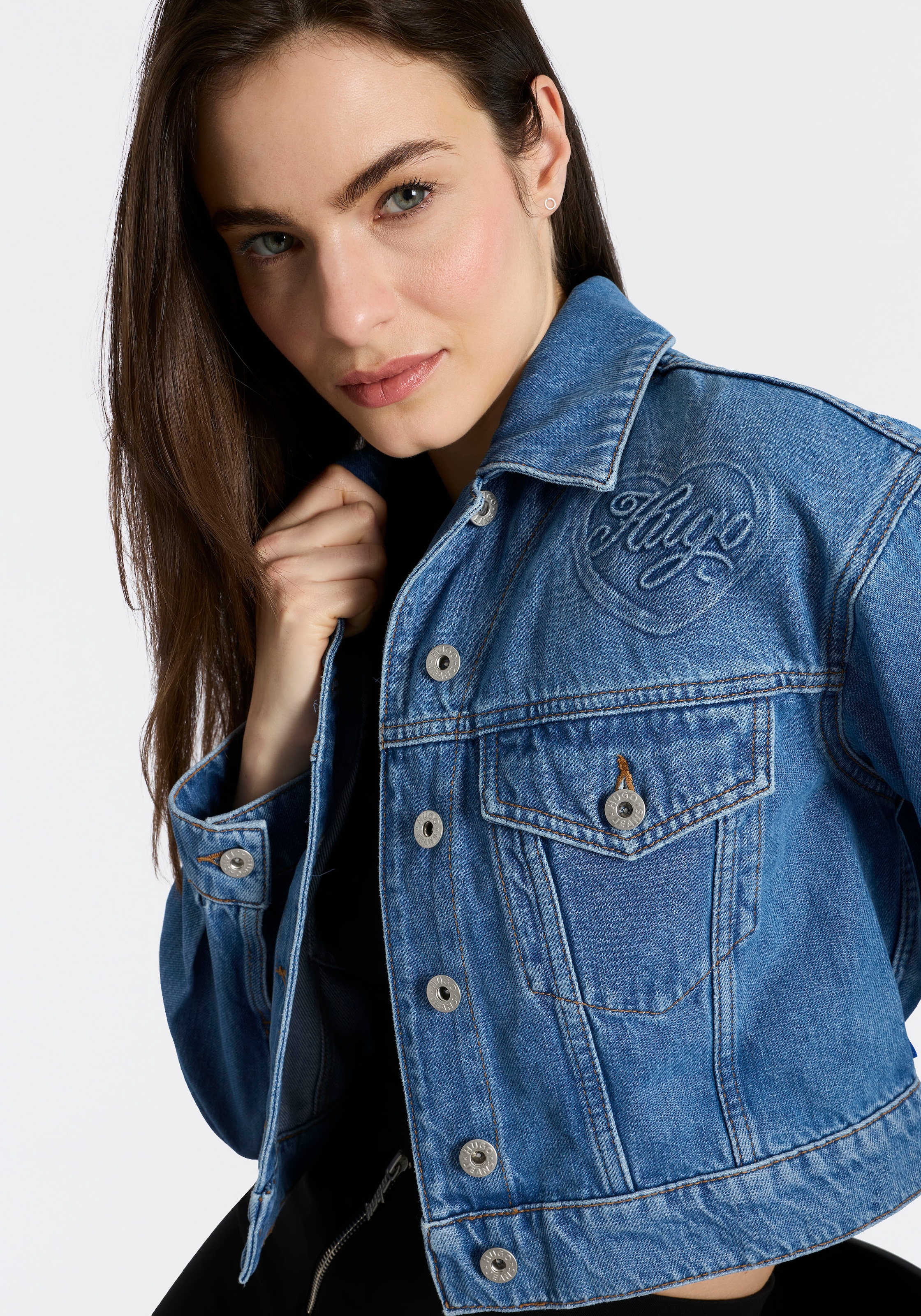 HUGO Blue Jeansjacke »Galatea« in Cropped-Länge