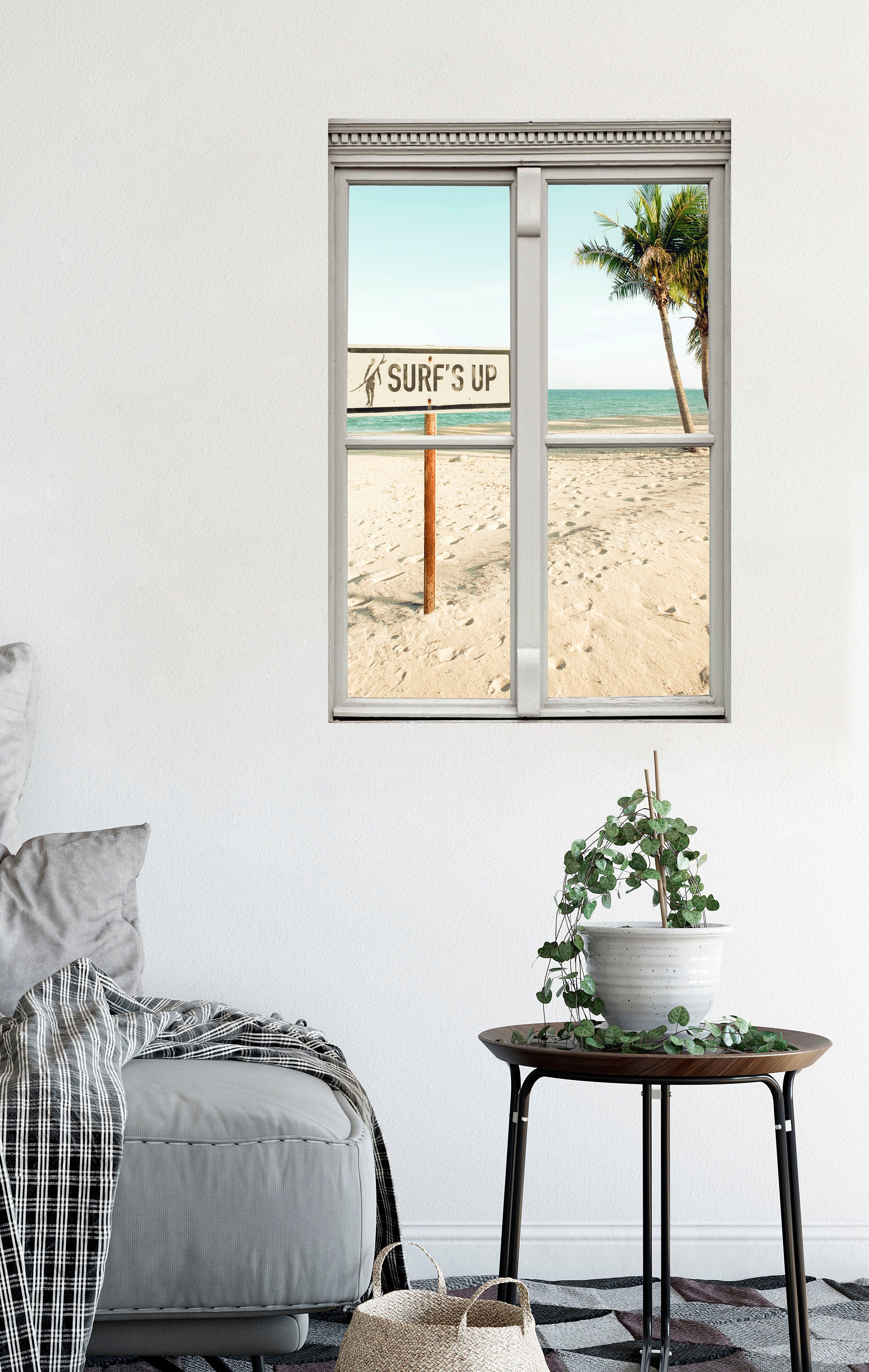 queence Wandsticker »Surf's up«, Wandsticker, Wandbild, selbstklebend, 3D, Fenster