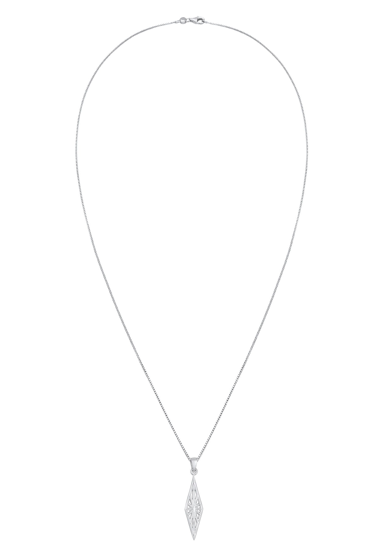 Kuzzoi Kette mit Anhänger »Halskette Herren Raute Marquise Ornament Used Look 925 Silber«