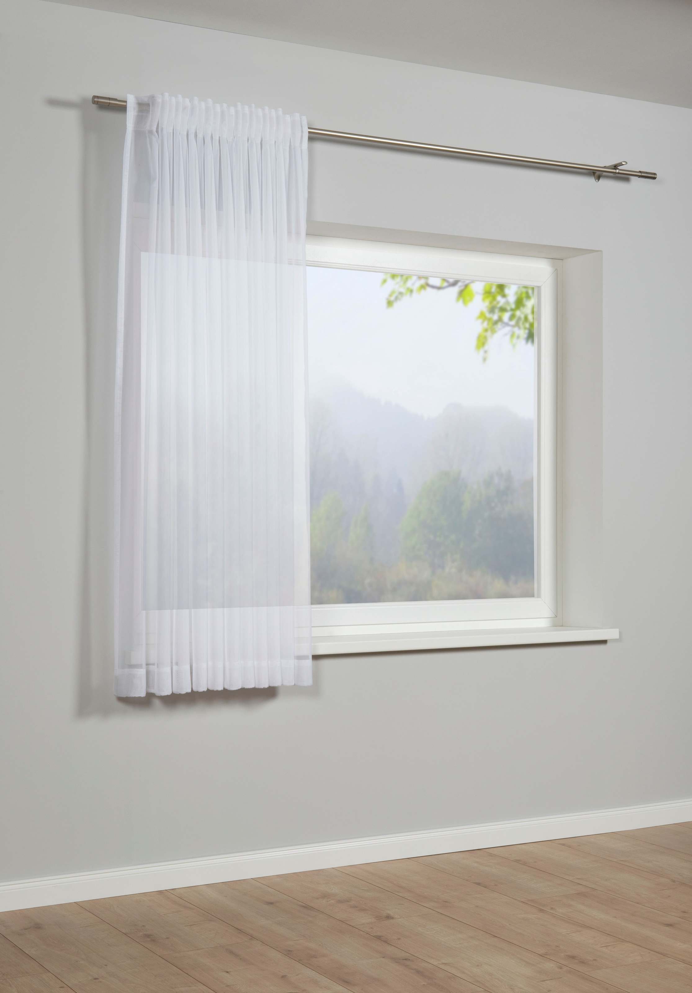 Gardinia Gardine »Schal mit Gardinenband Voile Uni« verdeckte Schlaufen 1 Stk. tlg. Stoff Voile Uni in weiß