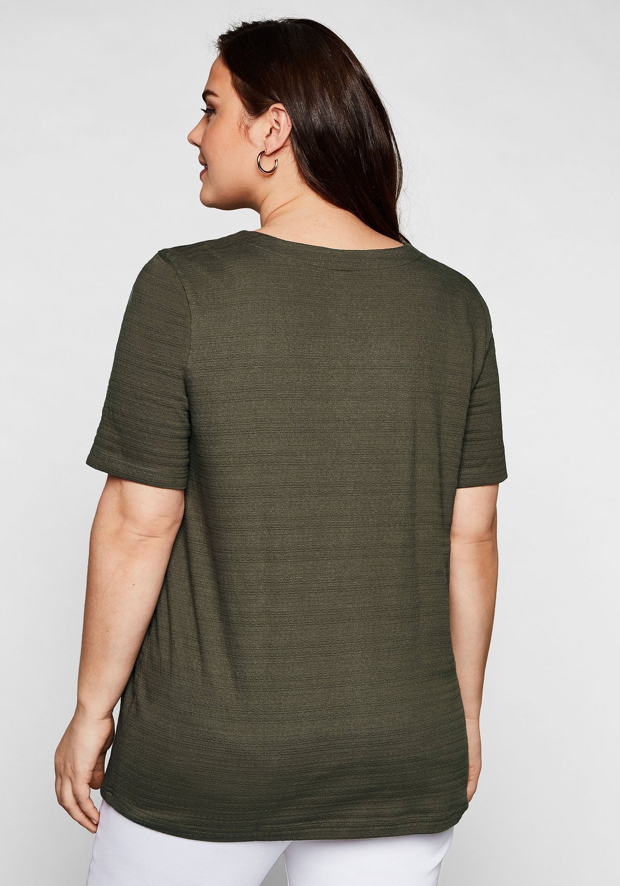 Sheego T-Shirt »Shirt in Jacquard-Optik, mit Bindeband«, in Jacquard-Optik, mit Bindeband