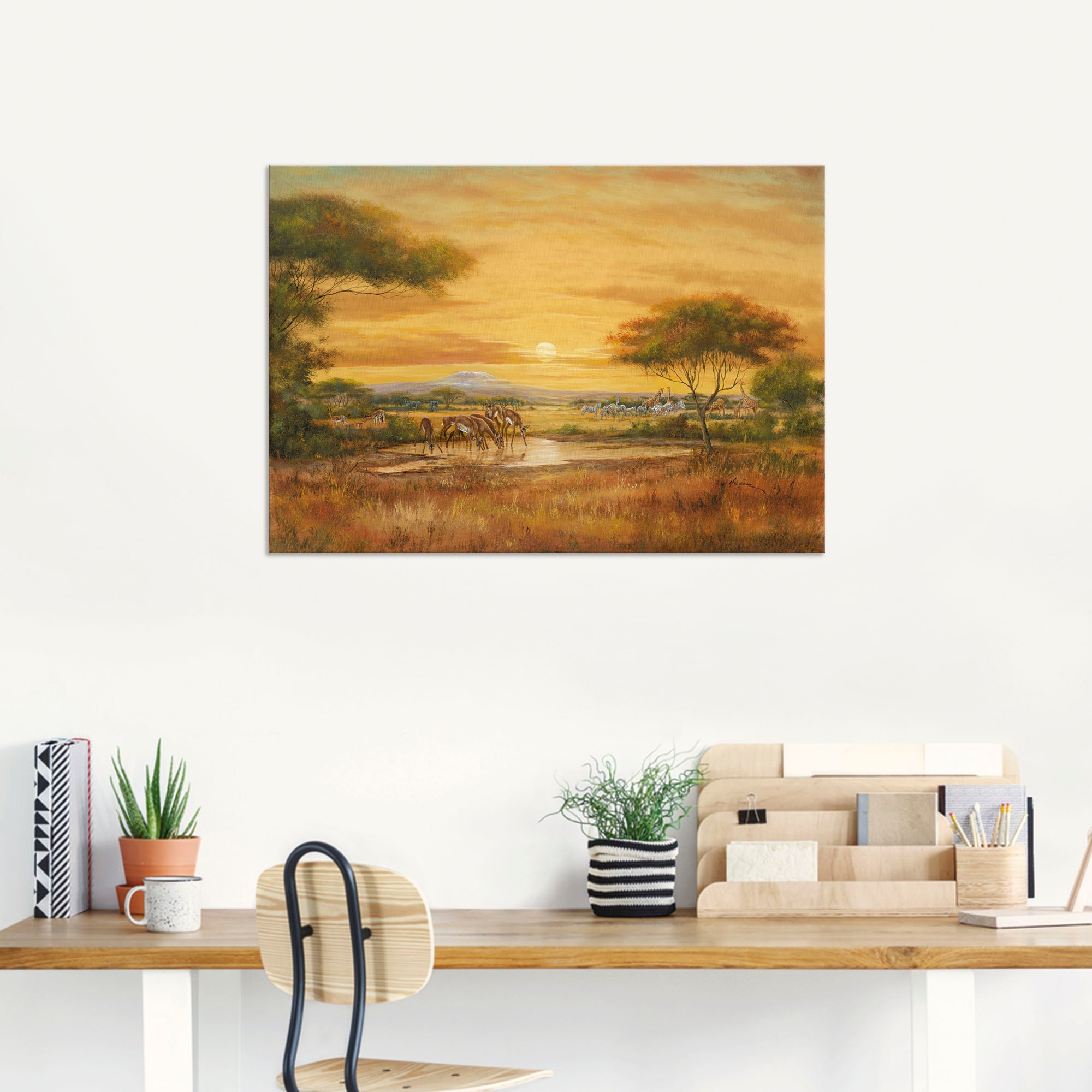 Artland Wandbild »Afrikanische Steppe«, Wildtiere, (1 St.), als Alubild, Outdoorbild, Leinwandbild, Poster in verschied. Größen