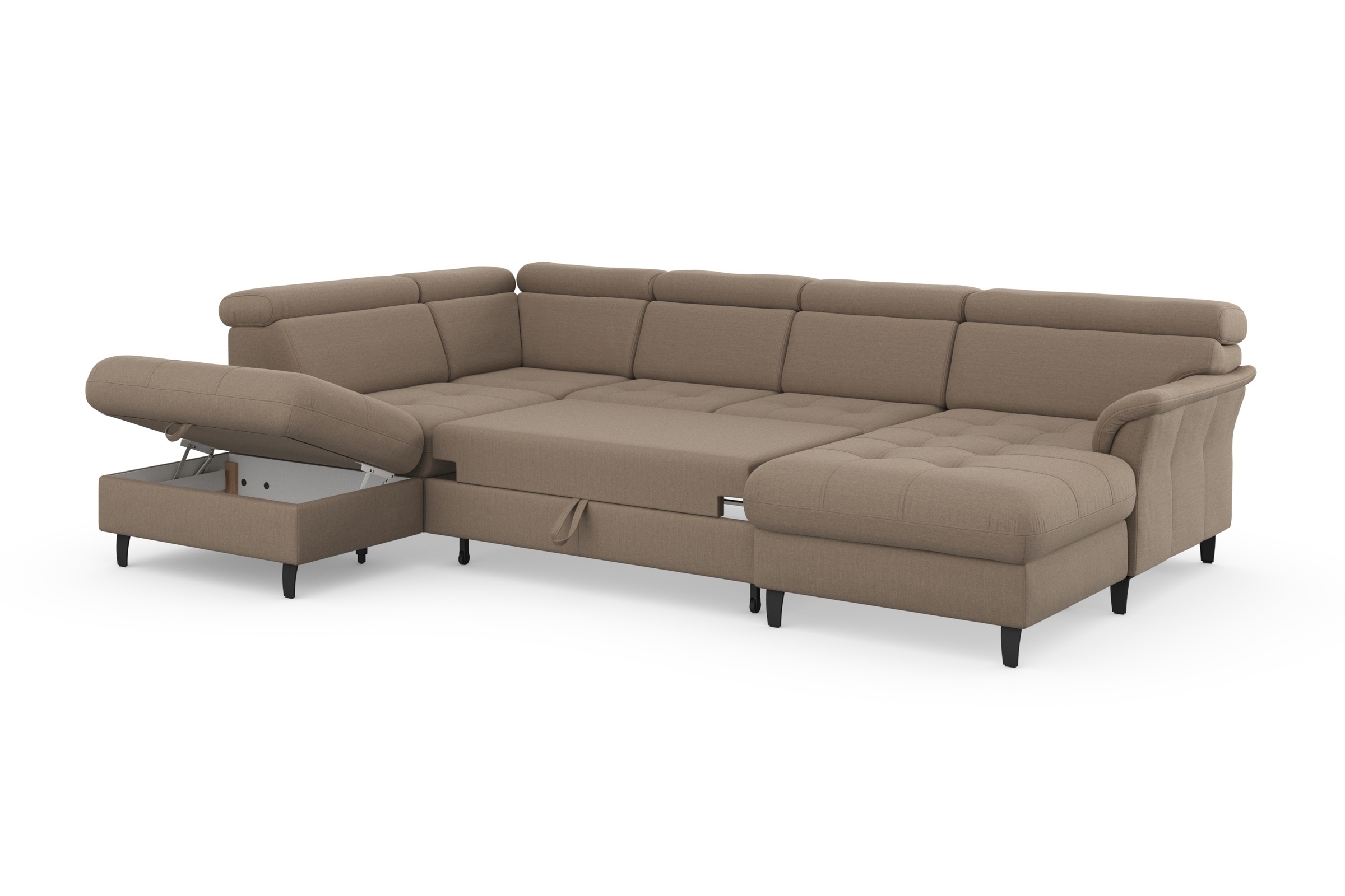 sit&more Wohnlandschaft »Marano U-Form«, inklusive Kopfteilverstellung, wahlweise mit Bettfunktion, Bettkasten