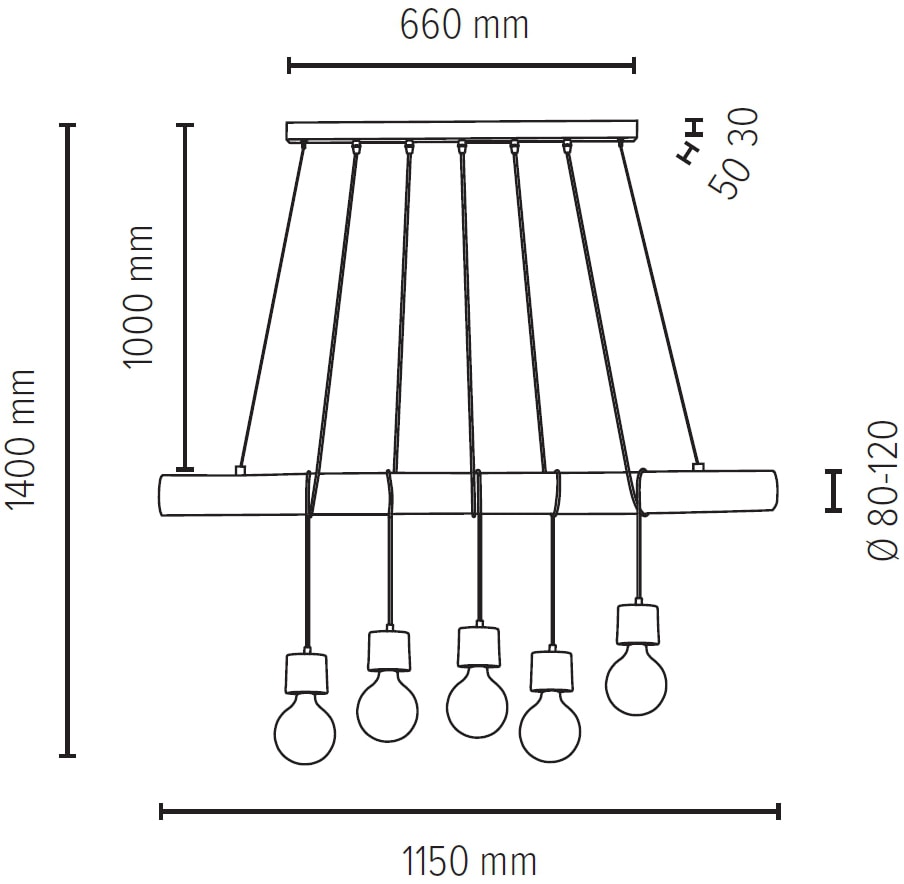 SPOT Light Pendelleuchte »TRABO PINO«, 5 flammig-flammig, Hängeleuchte,  Holzbalken aus massivem Kiefernholz, Holz grau gebeizt bestellen online bei  OTTO