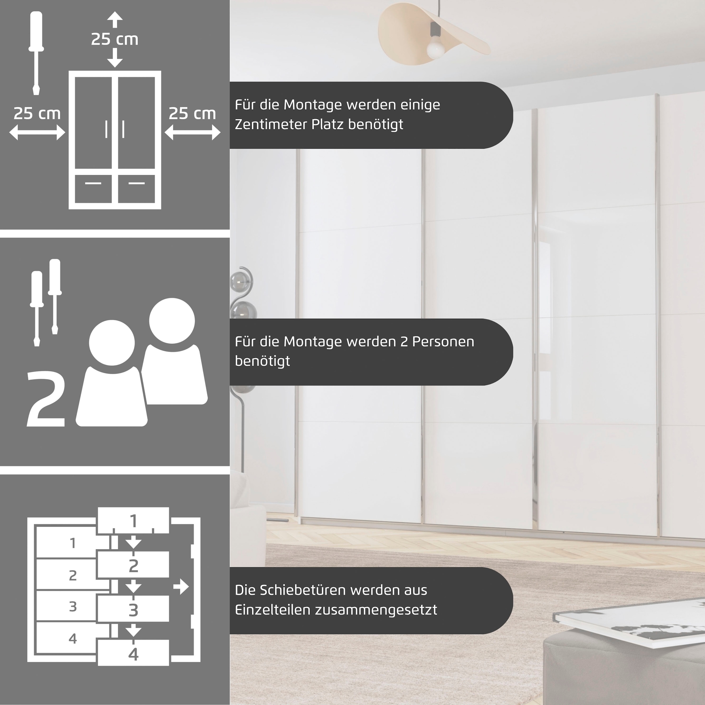 rauch Schwebetürenschrank »Kleiderschrank Schrank Garderobe Wäscheschrank Ankleide SYNCRONO« Mitteltüren öffnen parallel, Breiten 271/316/361 cm Höhen 211/230 cm,  Mitteltüren mit praktischer Synchron-Öffnung MADE IN GERMANY